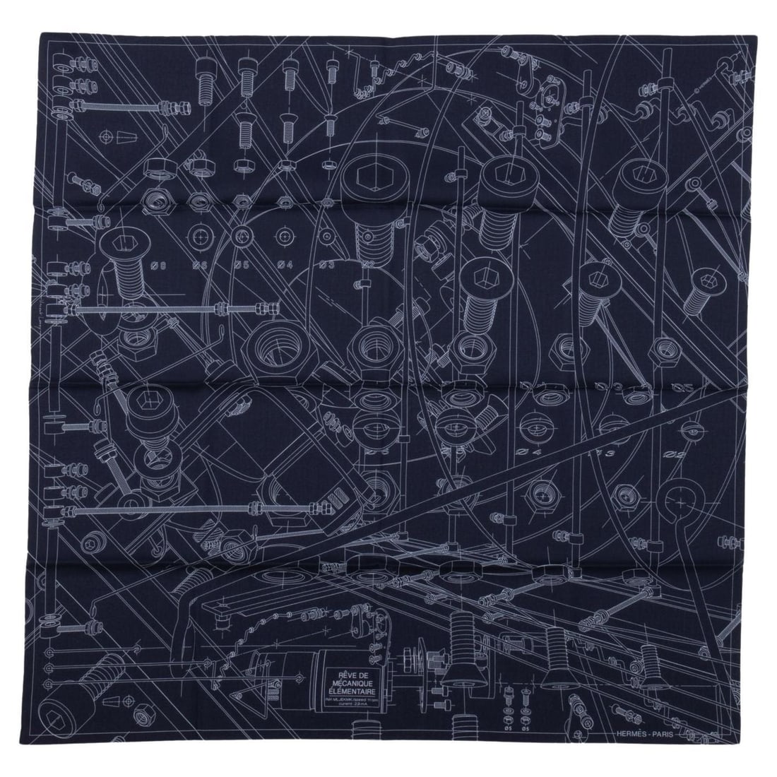 Hermes Reve de Mecanique Blue Cotton Scarf 25 in France (1 of 5)