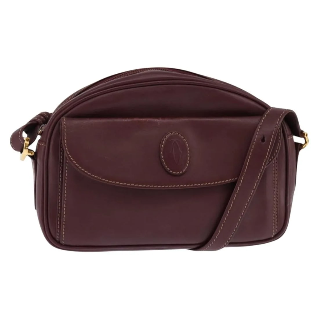 Cartier Must de Cartier burgundy leather shoulder bag (1 of 18)
