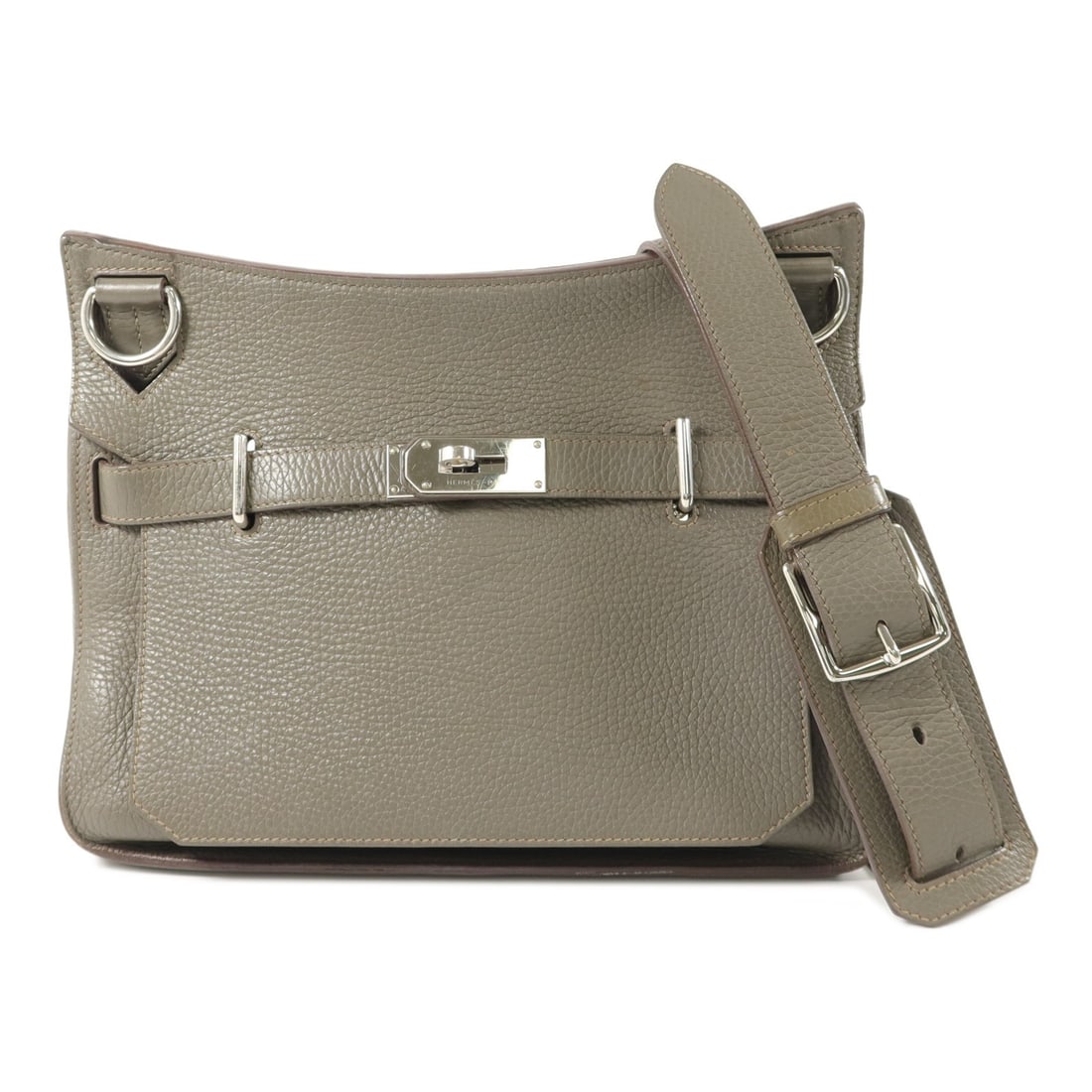 Hermes Jypsiere 31 Etain Calfskin Shoulder Bag PHW: Hermes Jypsiere 31 Etain Calfskin Shoulder Bag PHW This Hermes Jypsiere 31 shoulder bag is crafted from Clemence calfskin leather in a sophisticated gray tone. Designed for women, it features a practi
