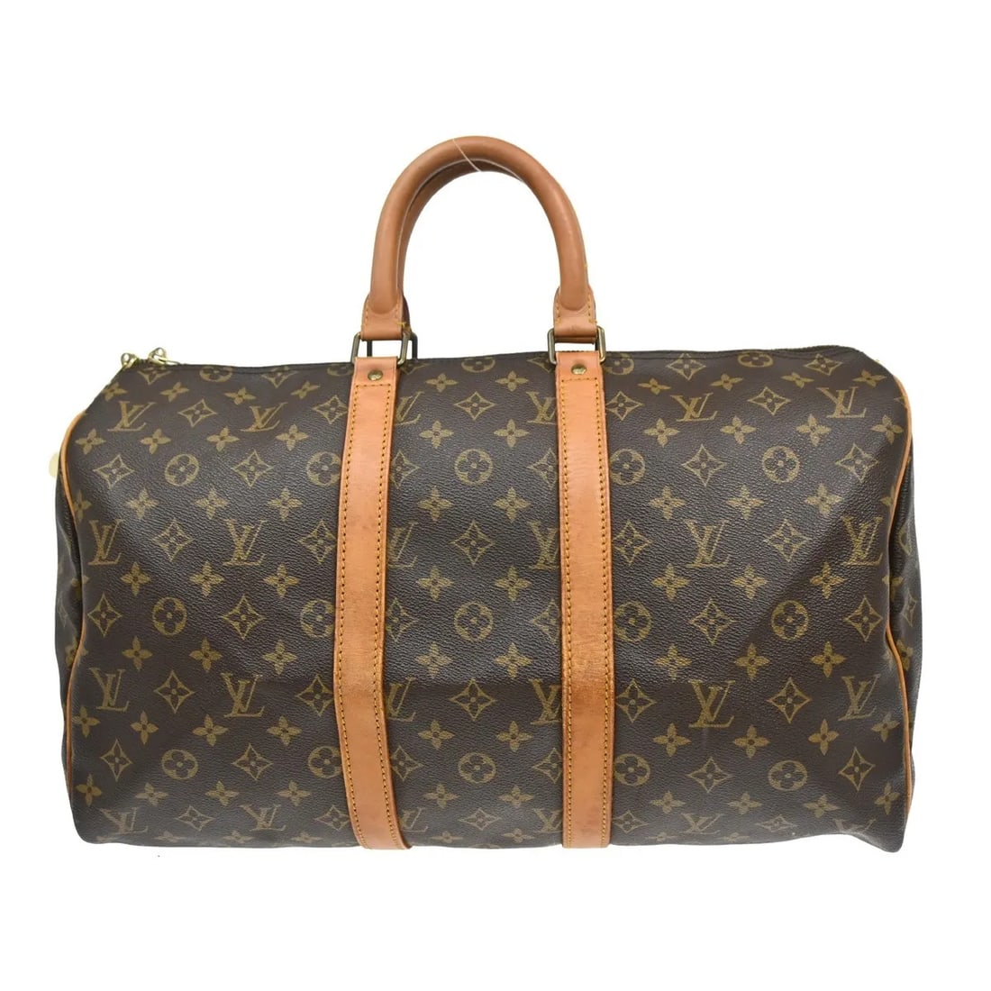 Louis Vuitton Keepall Unisex Brown Monogram Canvas Bag: Louis Vuitton Keepall Unisex Brown Monogram Canvas Bag Louis Vuitton Keepall in brown monogram canvas. This unisex travel bag is made in France and remains functional, with fair overall condition and 