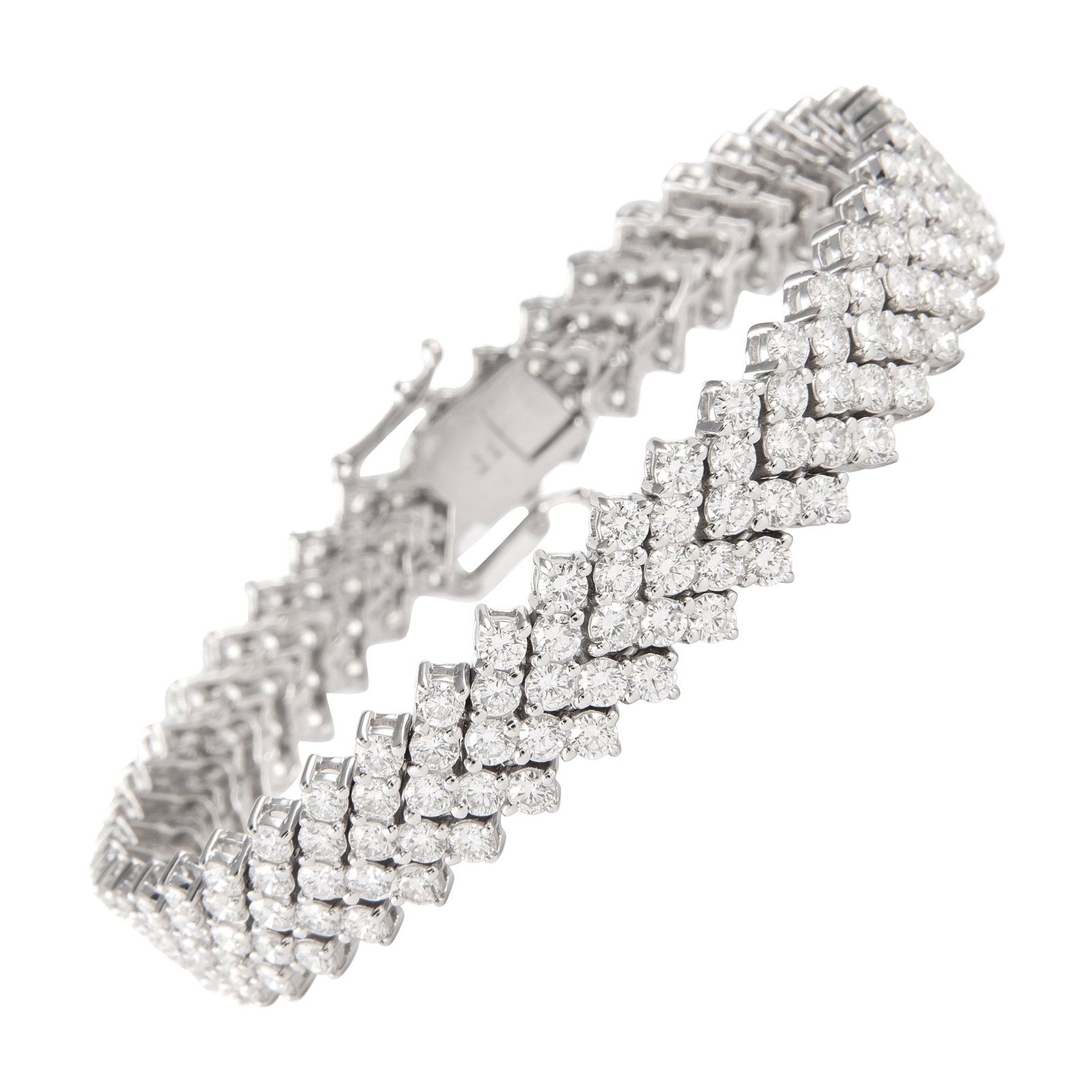 12.71ct Five-Row Diamond Bracelet 18k White Gold (1 of 4)
