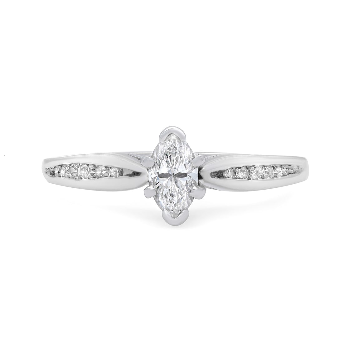 Rachel Koen 0.40Cttw Marquise Diamond Engagement Ring 14K White Gold: Rachel Koen 0.40Cttw Marquise Diamond Engagement Ring 14K White Gold Elevate your proposal with this stunning Rachel Koen engagement ring, designed with a captivating marquise cut diamond as the cente