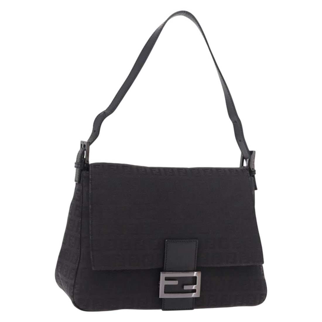 Fendi Mamma Baguette Black Zucchino Canvas Shoulder Bag: Fendi Mamma Baguette Black Zucchino Canvas Shoulder Bag Authentic Fendi Zucchino Canvas Mamma Baguette shoulder bag in black. This women's shoulder bag is made in Italy and features an adjustable shou