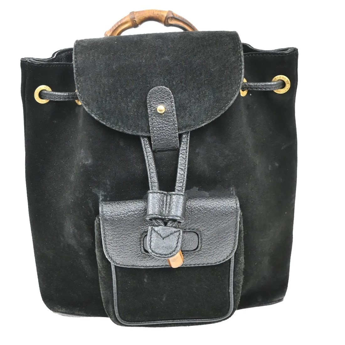 Gucci Vintage Bamboo black suede backpack (1 of 16)