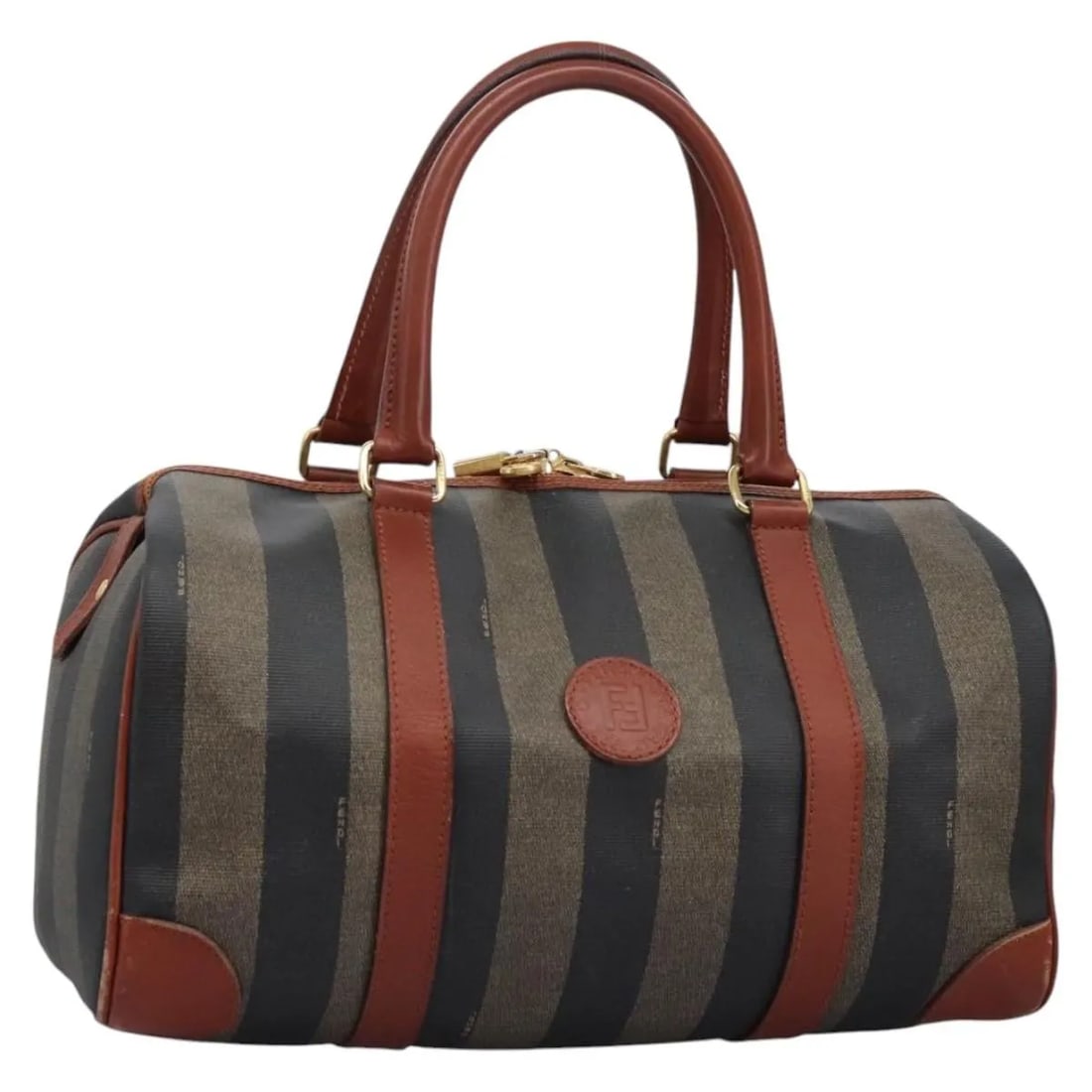 Fendi Pequin Canvas Boston Bag with Padlock Keys: Fendi Pequin Canvas Boston Bag with Padlock Keys This Fendi Vintage Pequin Convertible Boston Bag is crafted from multicolour coated canvas and features the iconic Pequin stripe design. Designed for u