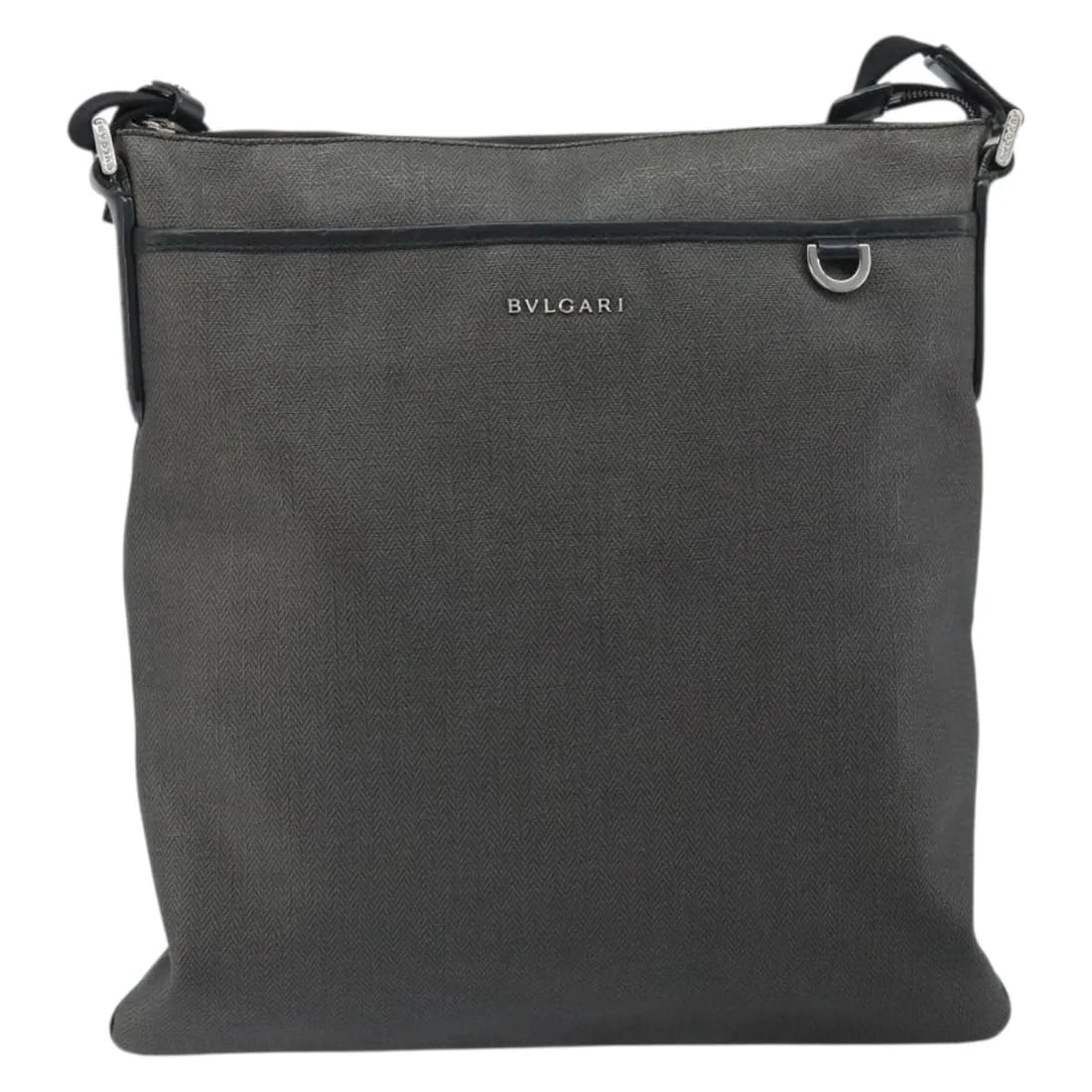 Bvlgari Gray Canvas Shoulder Bag for Women Italy 35cm: Bvlgari Gray Canvas Shoulder Bag for Women Italy 35cm This Bvlgari shoulder bag is crafted from gray canvas and designed for women. The bag features a spacious silhouette and includes a shoulder strap