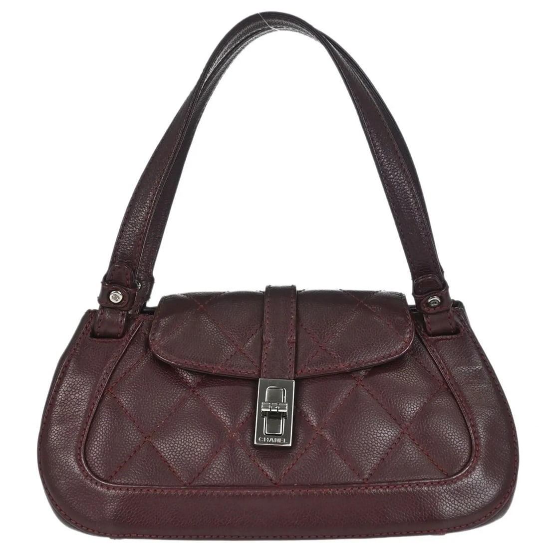 Chanel Mademoiselle Lock Quilted Caviar Leather Shoulder Bag Burgundy: Chanel Mademoiselle Lock Quilted Caviar Leather Shoulder Bag Burgundy Chanel Mademoiselle Lock Shoulder bag in burgundy quilted caviar leather. Made in Italy, this shoulder bag is presented in very go