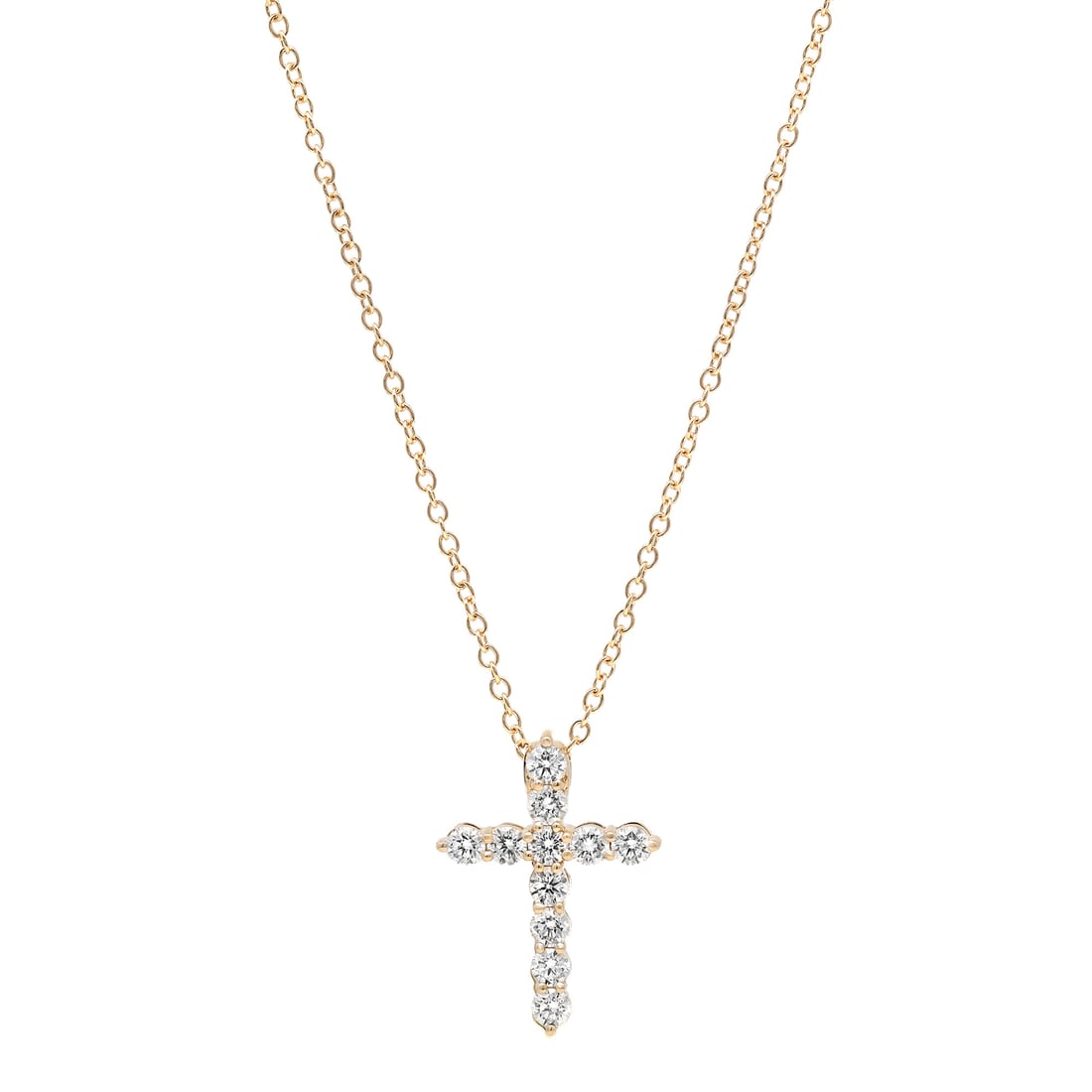 Rachel Koen 1.00CTW Diamond Cross Pendant Necklace 18K Yellow Gold: Rachel Koen 1.00CTW Diamond Cross Pendant Necklace 18K Yellow Gold This exquisite pendant necklace features a stunning cross design crafted from 18K yellow gold. Adorned with 11 prong-set round brilli