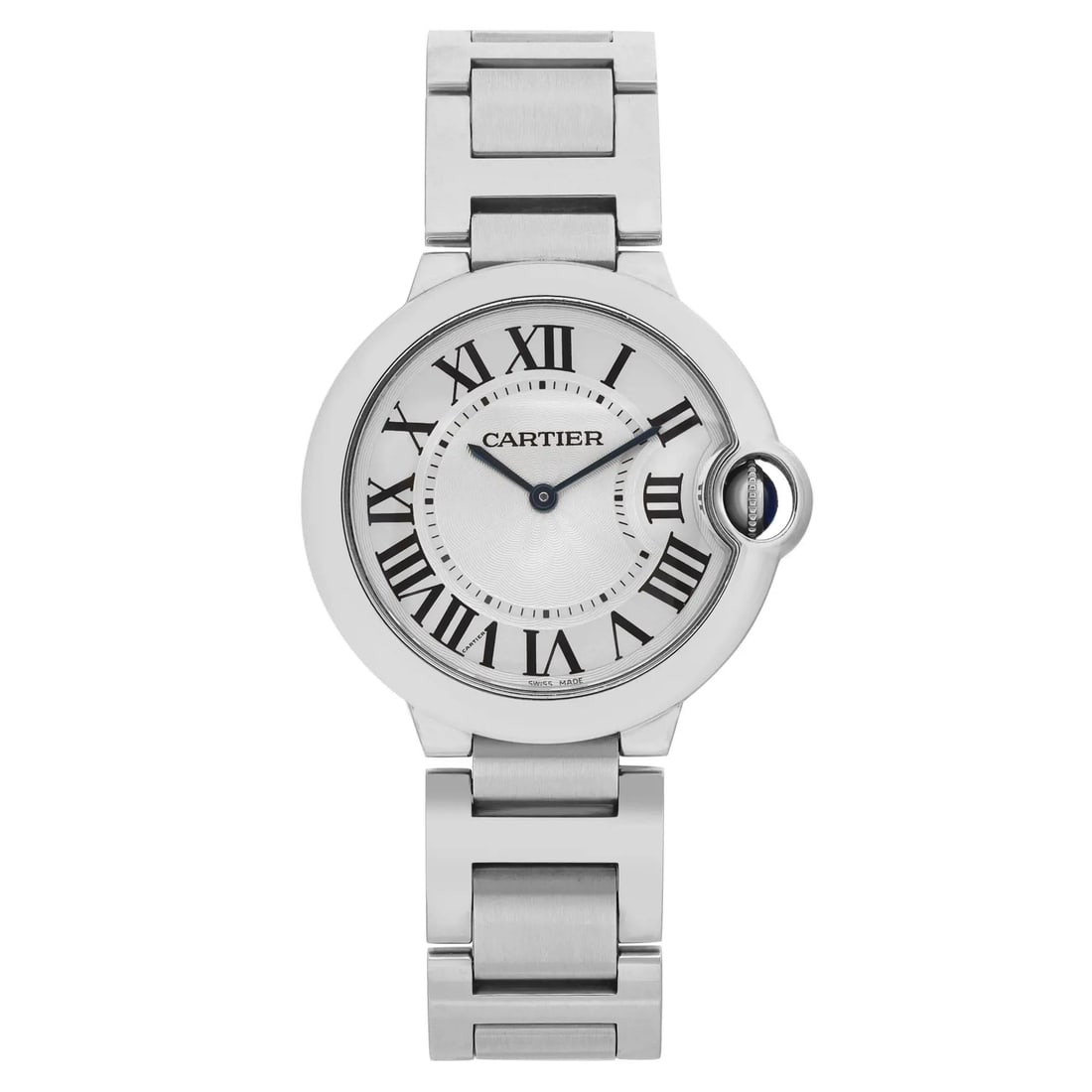 Cartier Ballon Bleu 36 Unisex Watch Silver Guilloche Dial Quartz Stainless Steel: Cartier Ballon Bleu 36 Unisex Watch Silver Guilloche Dial Quartz Stainless Steel Discover the elegance of the Cartier Ballon Bleu 36, a sophisticated unisex wristwatch featuring a stunning silver guil