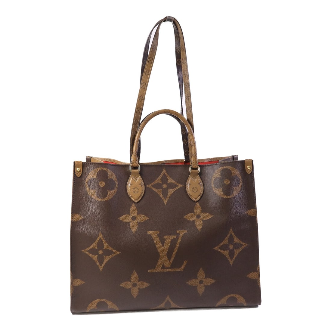 Louis Vuitton OnTheGo GM Monogram Giant Brown Tote Bag: Louis Vuitton OnTheGo GM Monogram Giant Brown Tote Bag This Louis Vuitton OnTheGo GM is a versatile 2-way shoulder tote bag crafted from durable PVC coated canvas in the Monogram Giant pattern. The ba