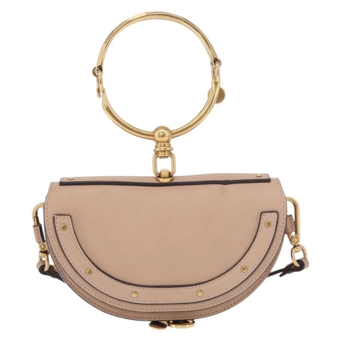 Chloe Nile Minaudiere Pink Leather Clutch Bag: Chloe Nile Minaudiere Pink Leather Clutch Bag A Chloe Nile Minaudiere in pink leather with a structured silhouette and made in Spain. This piece is in good condition, showing shape loss, light rubbing