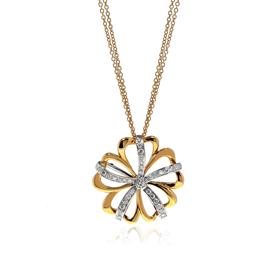 Luca Carati 18K Gold Diamond Flower Pendant Necklace 0.86Cttw Anniversary Gift: Luca Carati 18K Gold Diamond Flower Pendant Necklace 0.86Cttw Anniversary Gift Elevate your jewelry collection with this stunning Luca Carati 18K Yellow and White Gold Diamond Flower Pendant Necklace.
