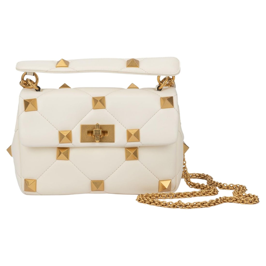 Valentino Garavani Roman Stud Shoulder Bag by Pierpaolo Piccioli: Valentino Garavani Roman Stud Shoulder Bag by Pierpaolo Piccioli Introducing the Valentino Garavani Roman Stud Shoulder Bag, a stunning piece designed by Pierpaolo Piccioli. This luxurious bag feature
