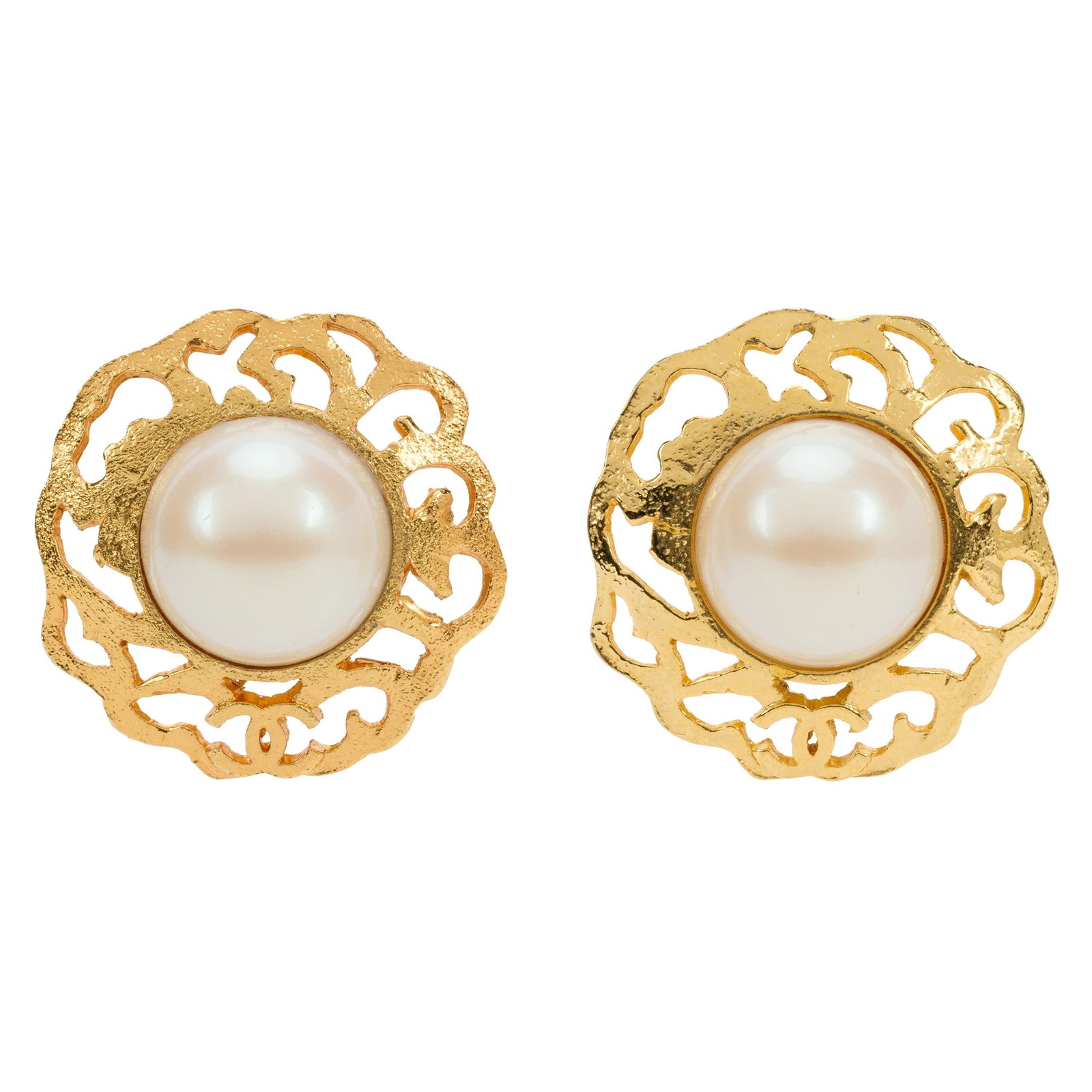 1980s Vintage Chanel Satin Gold Pearl Clip Earrings Collection 25 (1 of 6)