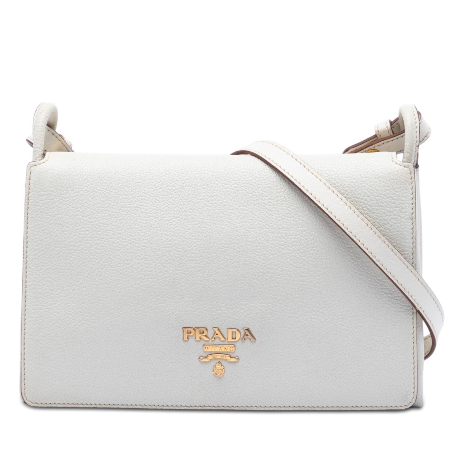 Prada Vitello Daino leather crossbody bag in white (1 of 6)