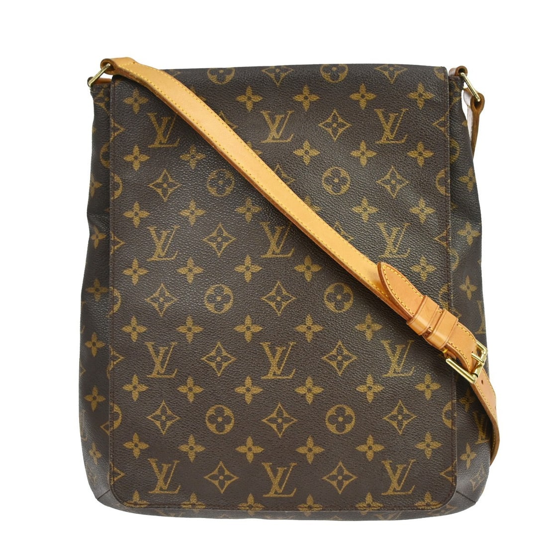 Louis Vuitton Musette Monogram Canvas Shoulder Bag M51256: Louis Vuitton Musette Monogram Canvas Shoulder Bag M51256 Vintage Louis Vuitton Musette shoulder bag in Monogram canvas with brown leather strap and brown canvas lining. This medium shoulder bag featu