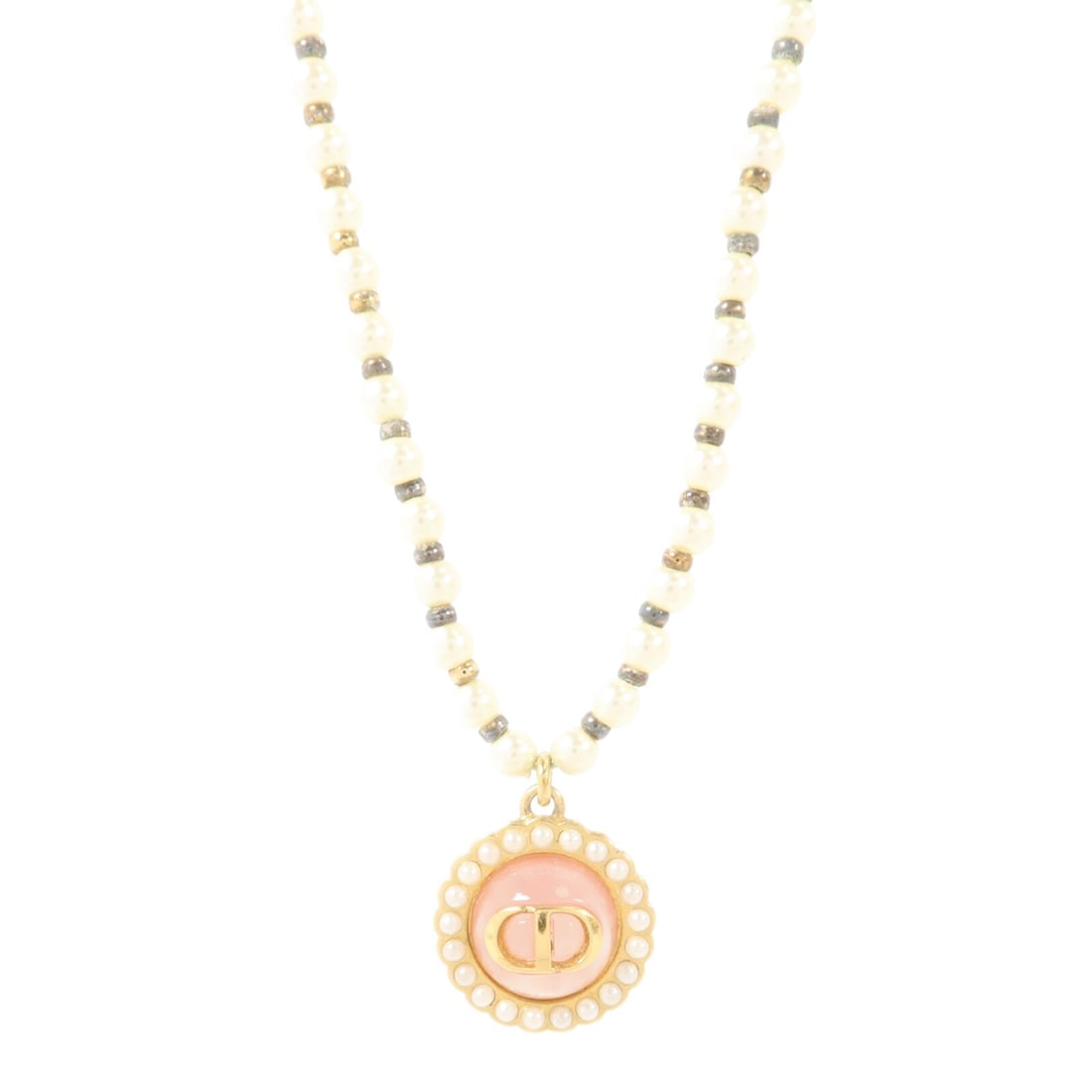Dior CD Gold Tone Necklace: Dior CD Gold Tone Necklace Christian Dior CD necklace in gold-tone metal with a white accent. Made in France, this women's necklace features the iconic CD design and has no main stone. Condition shows