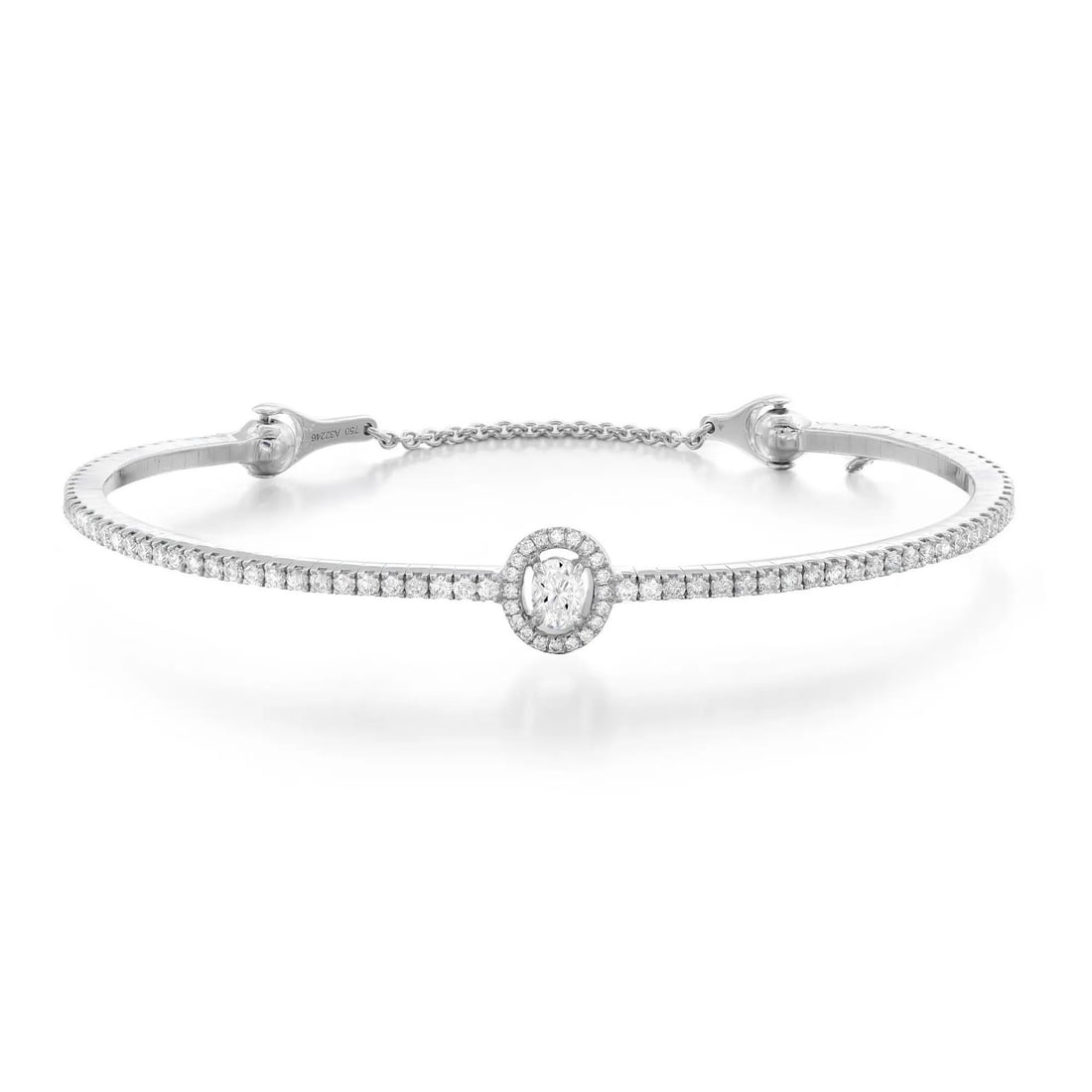 Messika 0.92ct Skinny Glam'Azone Diamond Bangle Bracelet 18K White Gold (1 of 5)