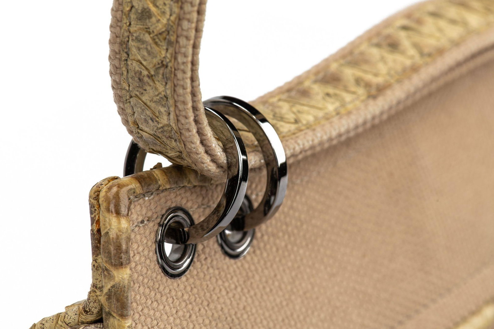 Chanel 2003-2004 Flap Shoulder Bag Python Canvas - 15