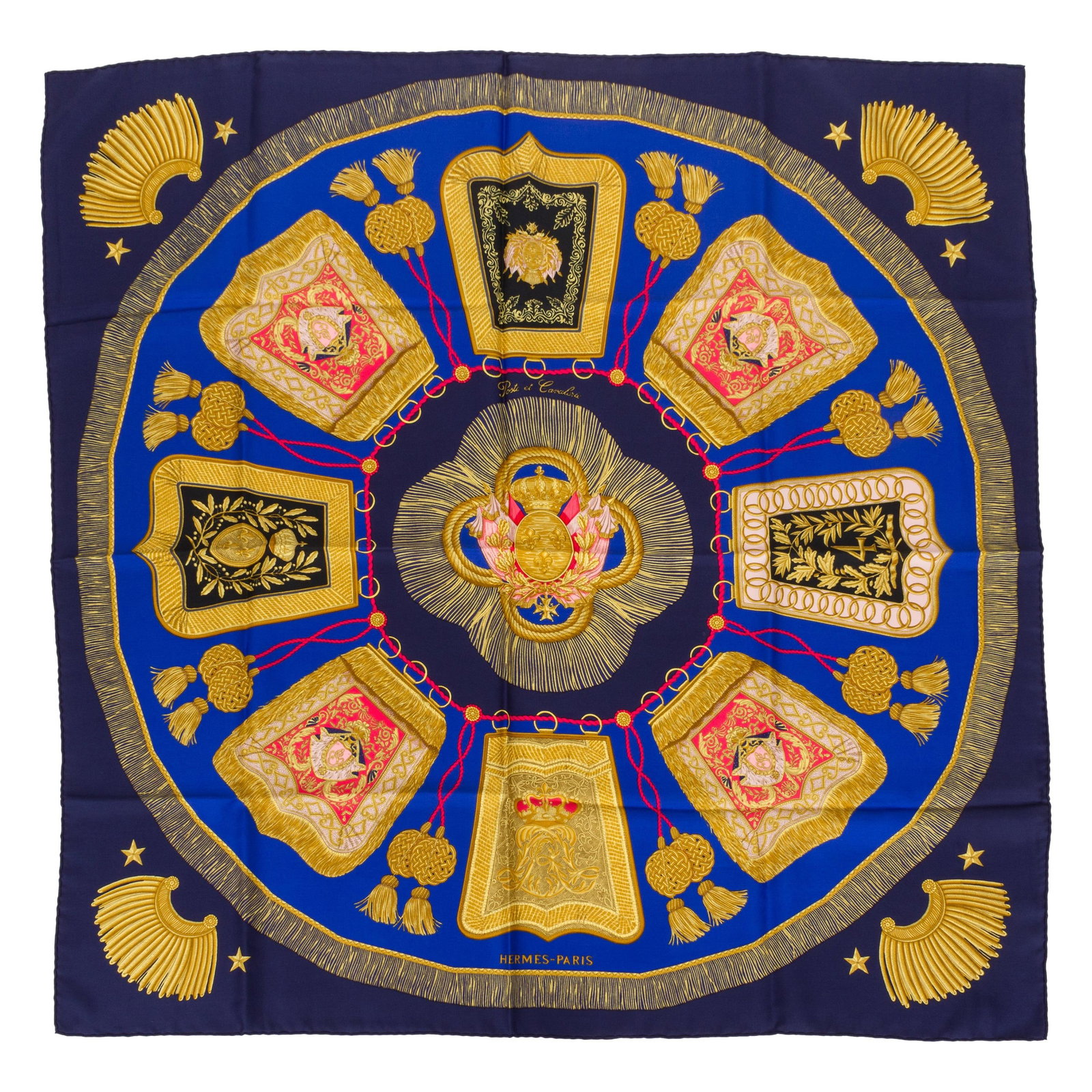 Hermes Poste et Cavalerie Blue Silk Twill Scarf 35 in France: Hermes Poste et Cavalerie Blue Silk Twill Scarf 35 in France Elevate your accessory collection with this exquisite Hermes "Poste et Cavalerie" scarf. Crafted from luxurious silk twill, this stunning b