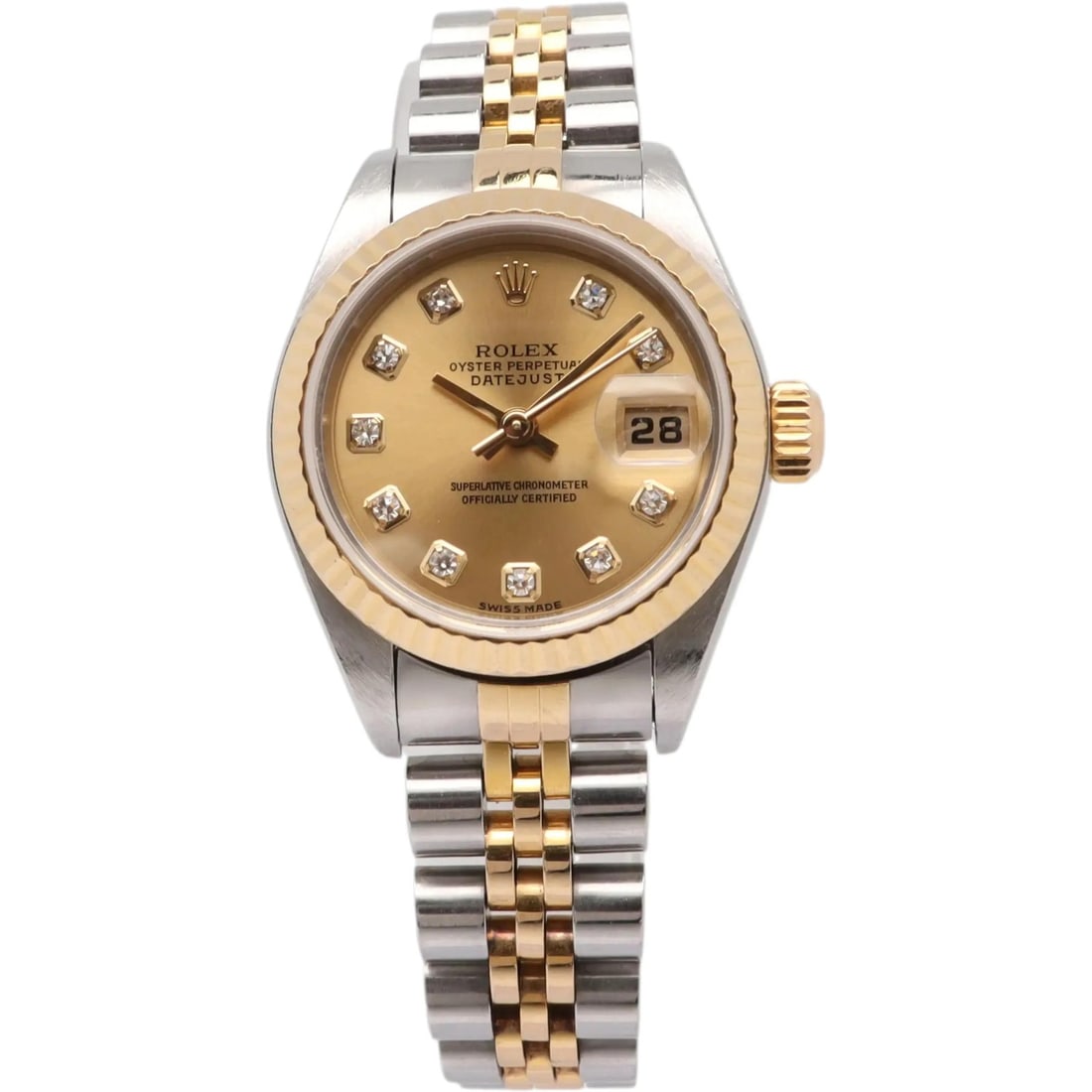 Rolex Ladies Datejust 79173 Automatic Watch Steel and 18K Gold Diamond Champagne Dial (1 of 5)