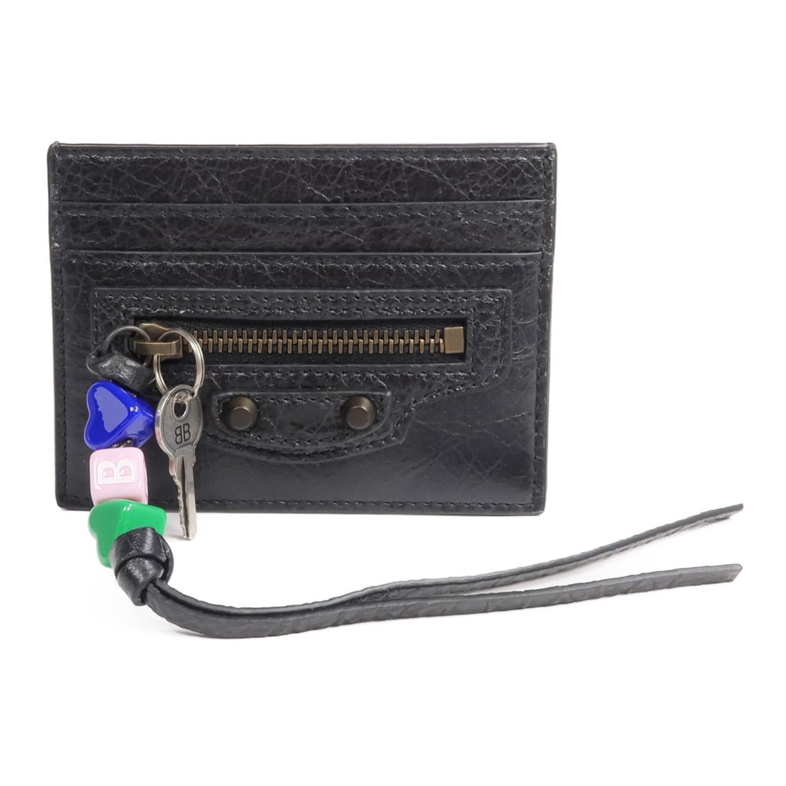 Balenciaga Black Lambskin City Card Case: Balenciaga Black Lambskin City Card Case This Balenciaga City card holder is crafted from black lambskin leather and designed for women. It features a sleek, compact style ideal for organizing cards, 