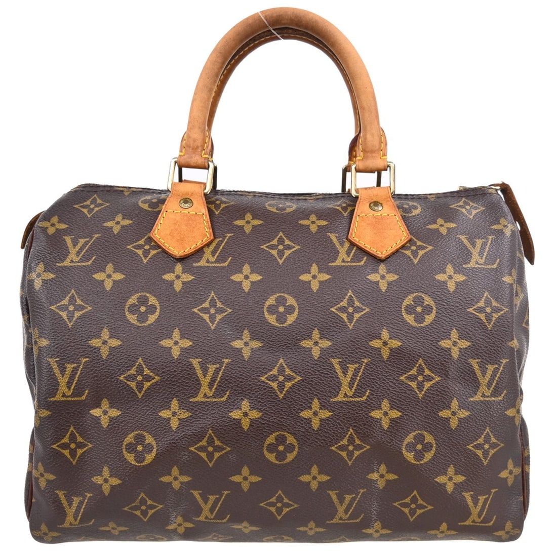 Louis Vuitton Speedy 30 Monogram Canvas Satchel M41526: Louis Vuitton Speedy 30 Monogram Canvas Satchel M41526 Vintage Louis Vuitton Speedy 30 handbag in monogram canvas with leather double handles and a zip closure. This satchel-style top handle bag featu