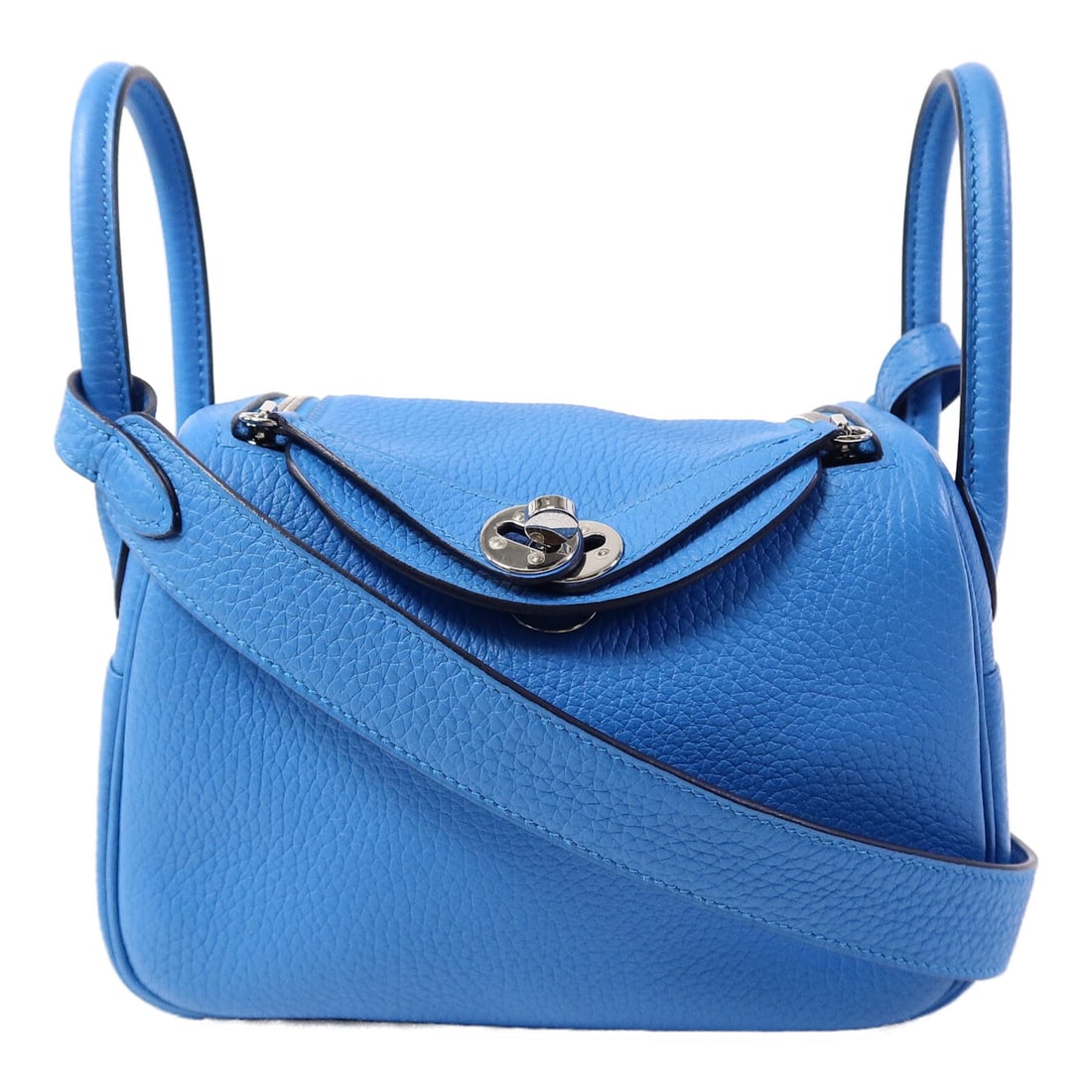 Hermes Mini Lindy Bleu Zanziar Calfskin 2 Way Shoulder Bag (1 of 15)