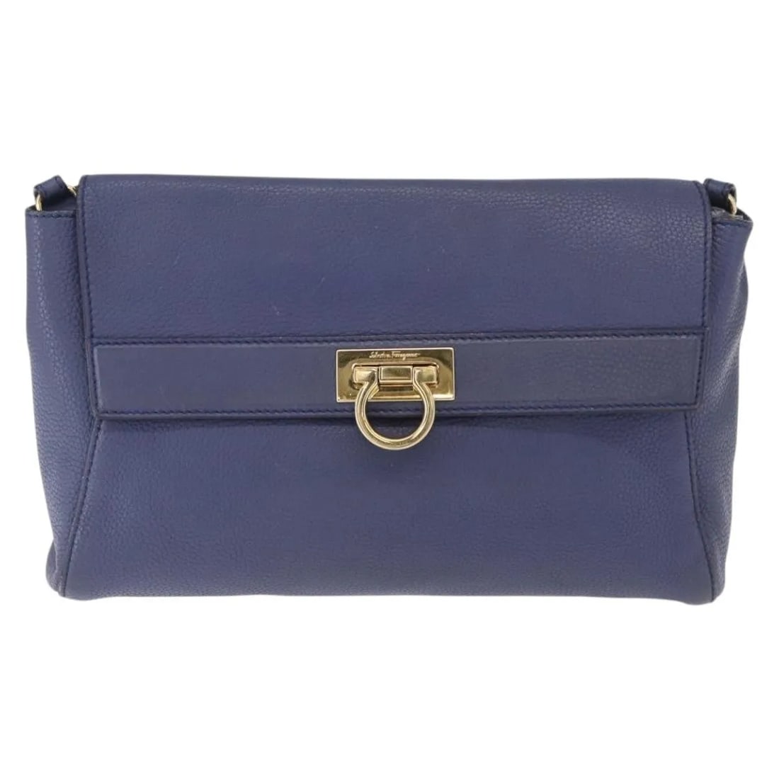 Navy Leather Shoulder Bag Salvatore Ferragamo Abbey (1 of 18)