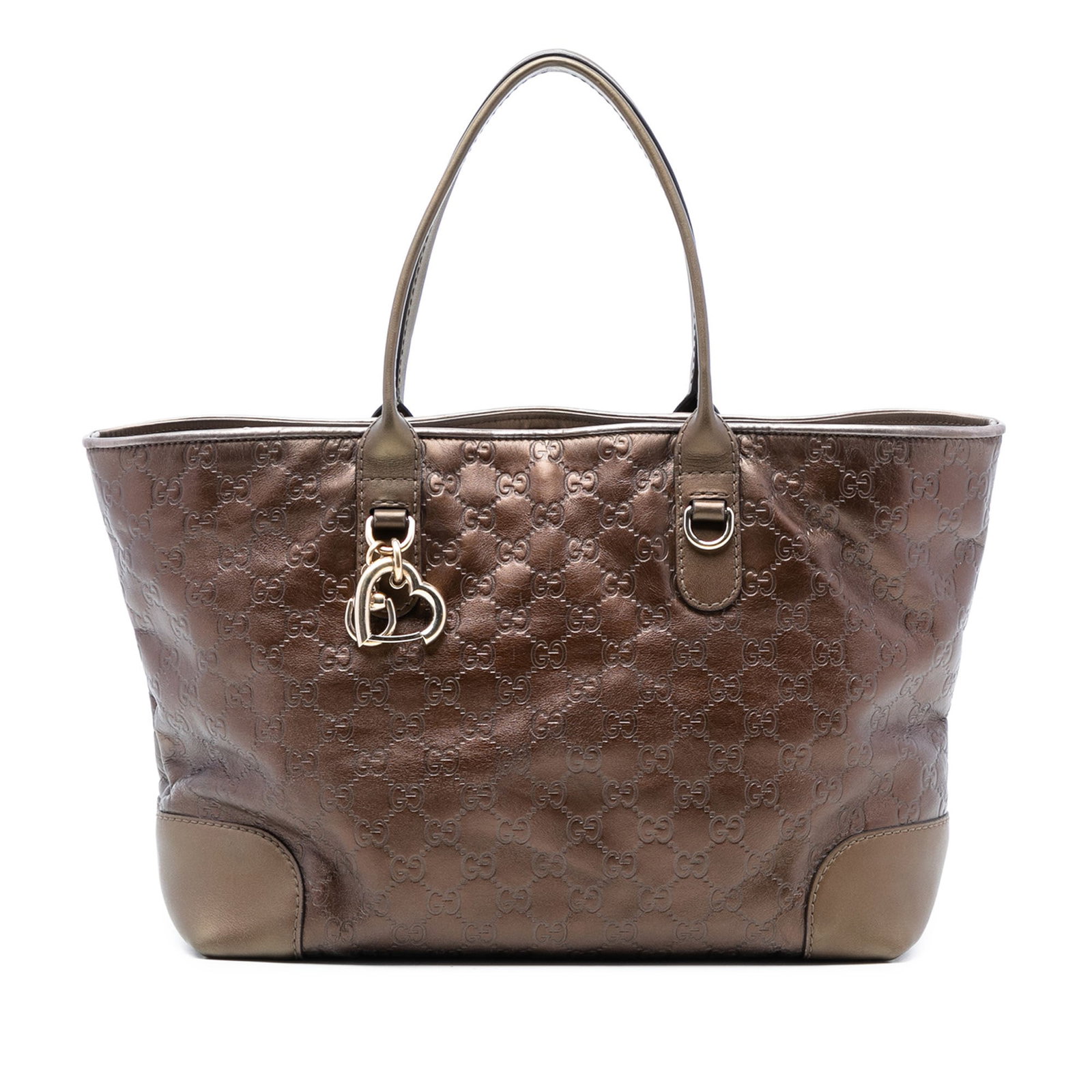 Gucci Heart Bit Tote Embossed Leather Bag with Metal Bamboo Charm (1 of 7)