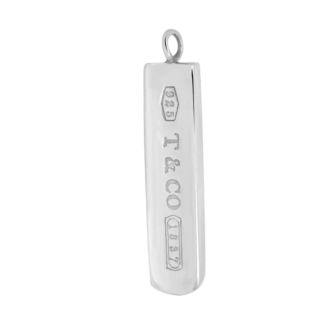 Tiffany & Co. 1837 Long Bar Pendant 925 Sterling Silver Engraved: Tiffany & Co. 1837 Long Bar Pendant 925 Sterling Silver Engraved This exquisite Tiffany & Co. 1837 Long Bar Drop Pendant is crafted from highly polished 925 sterling silver, showcasing a simple yet bo