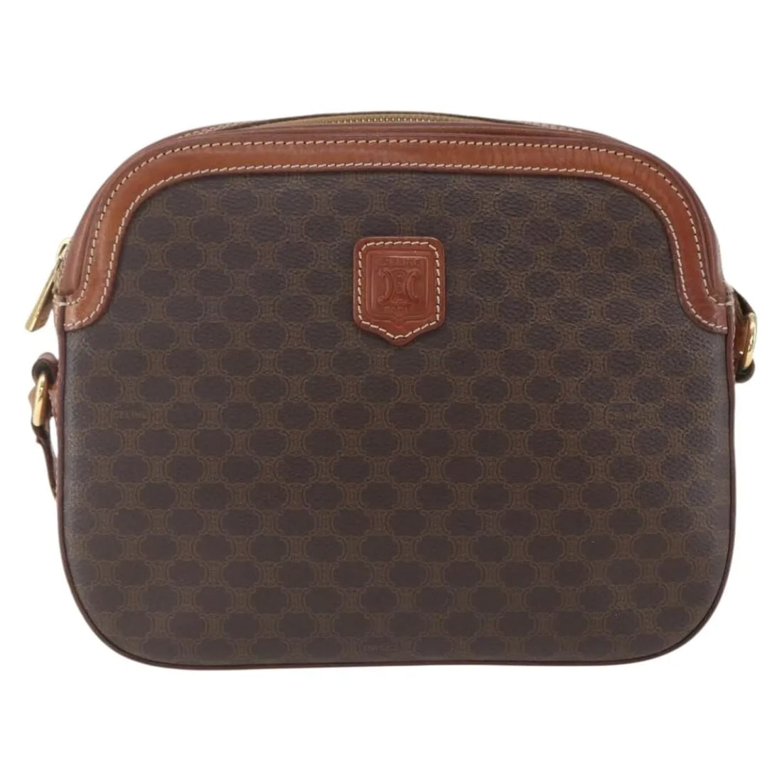 Celine Vintage Macadam Shoulder Bag Brown Canvas Leather: Celine Vintage Macadam Shoulder Bag Brown Canvas Leather This Celine Vintage Macadam Shoulder Bag is crafted from brown canvas with leather trim and features the iconic Macadam pattern. Designed for w