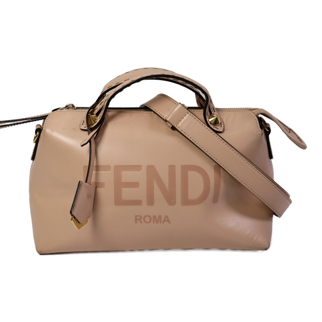 FENDI By The Way Beige Calfskin Shoulder Bag GHW 8BL146: FENDI By The Way Beige Calfskin Shoulder Bag GHW 8BL146 This FENDI By The Way 2 Way Shoulder Bag is crafted from beige calfskin leather and features gold-tone hardware. Designed as a versatile shoulde