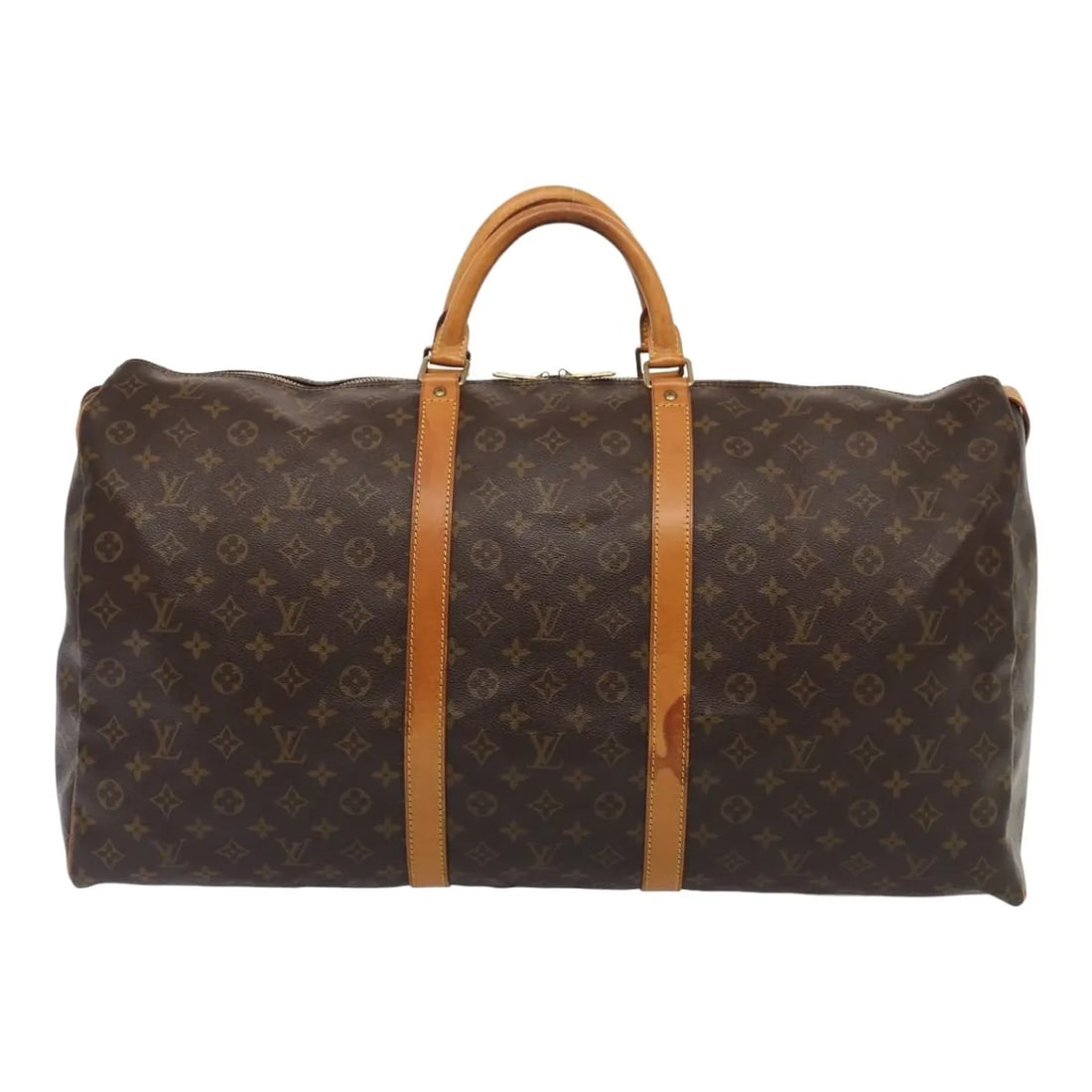 Louis Vuitton Keepall Monogram Brown Canvas Travel Bag 60cm: Louis Vuitton Keepall Monogram Brown Canvas Travel Bag 60cm This Louis Vuitton Keepall Bag is crafted in the brand's signature monogram canvas and designed for unisex use. The bag is brown and feature