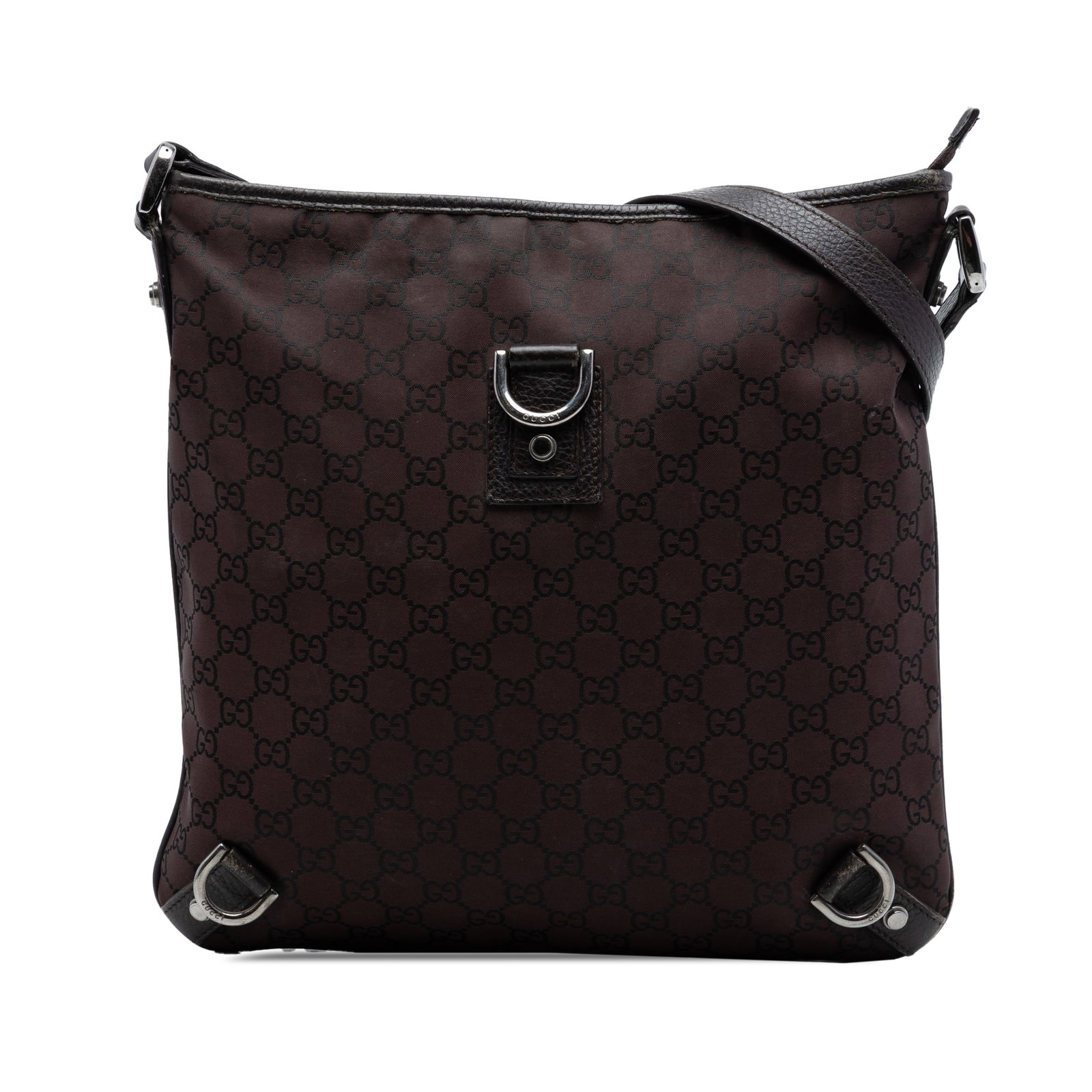 Gucci Abbey D Ring Nylon Crossbody Bag: Gucci Abbey D Ring Nylon Crossbody Bag This Gucci GG Nylon Abbey D Ring Crossbody bag features a nylon body with leather trim, a flat leather strap, a top zip closure, and interior zip and slip pocket