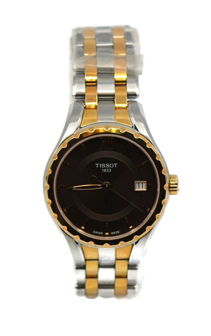 Tissot T-Lady Two Tone Gold Plated Wristwatch T072.210.22.298.00: Tissot T-Lady Two Tone Gold Plated Wristwatch T072.210.22.298.00 This elegant Tissot T-Lady wristwatch showcases a sophisticated two-tone design with a gold-plated stainless steel case and band. The w