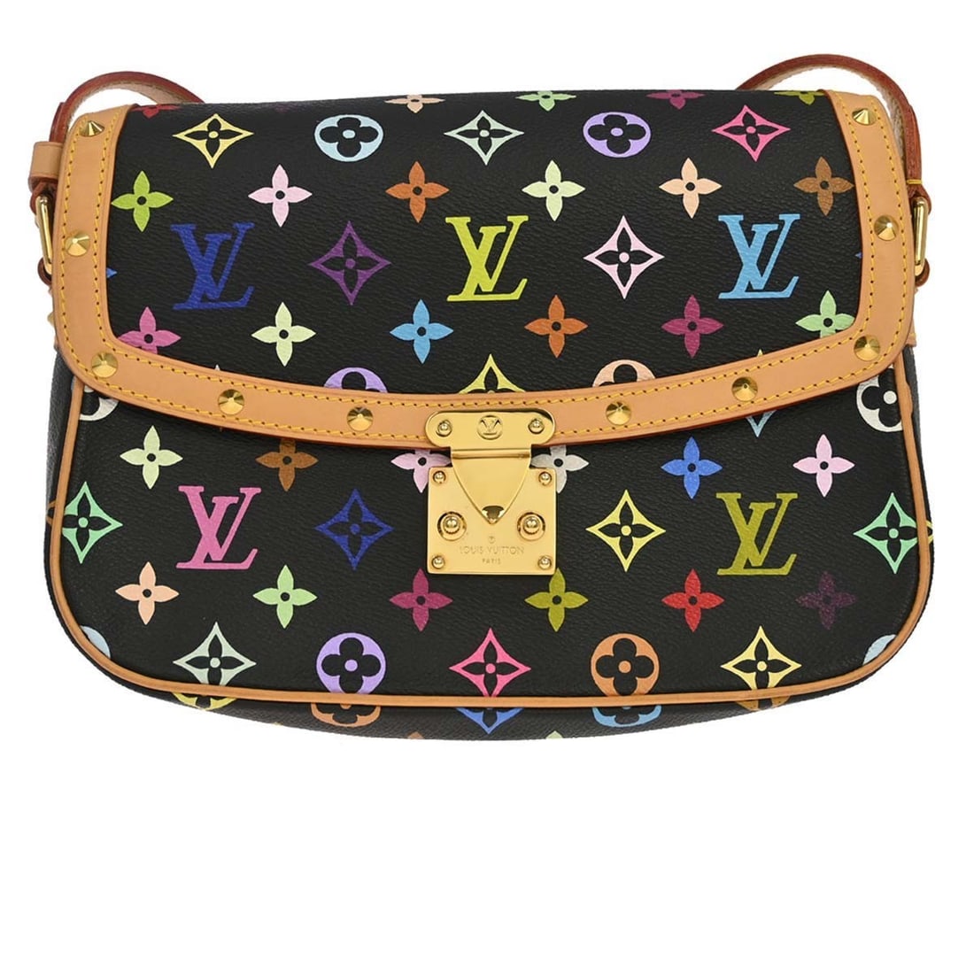 Louis Vuitton Sologne Black Monogram Multicolor Shoulder Bag M92639: Louis Vuitton Sologne Black Monogram Multicolor Shoulder Bag M92639 Louis Vuitton Sologne shoulder bag in black Monogram Multicolor canvas with leather trim. Designed for women, this medium bag featur