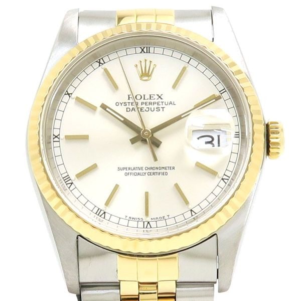Rolex Datejust 16233 36mm Automatic Two Tone Wristwatch Box: Rolex Datejust 16233 36mm Automatic Two Tone Wristwatch Box This pre-owned Rolex Datejust 36mm (model 16233) is a classic men's wristwatch featuring a stainless steel and yellow gold construction. The
