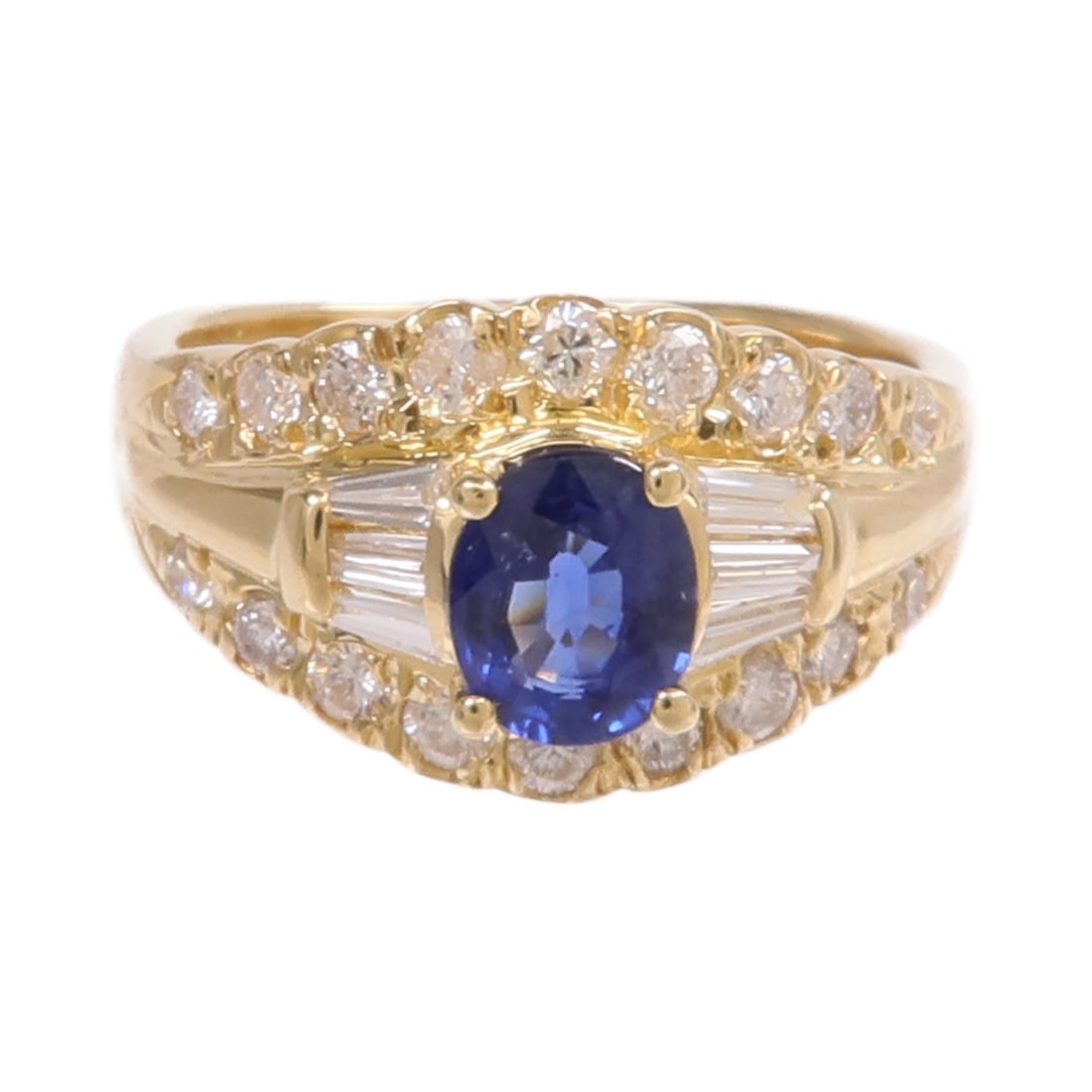 Sapphire and Diamond Ring in 18K Yellow Gold Size 5.75 - 2