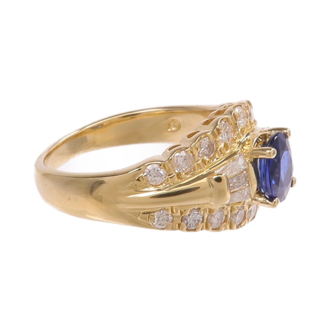 Sapphire and Diamond Ring in 18K Yellow Gold Size 5.75 - 4