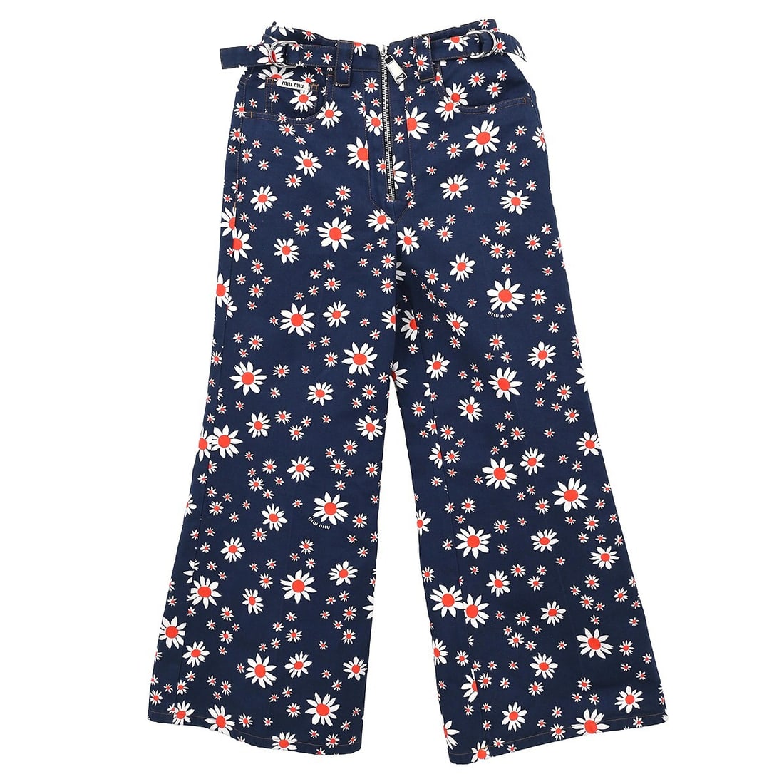 Miu Miu Womens Navy Cotton Pants Size 36S Made in Italy (1 of 11)