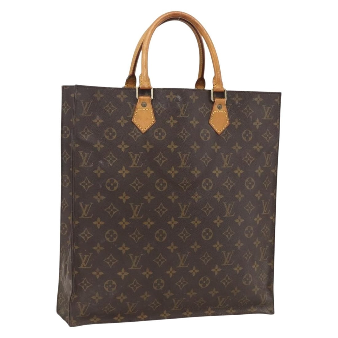 Louis Vuitton Sac Plat Monogram Canvas Handbag M51140 France: Louis Vuitton Sac Plat Monogram Canvas Handbag M51140 France This Louis Vuitton Monogram Sac Plat Hand Bag features the iconic monogram canvas exterior and is designed for women. The bag has a spaciou