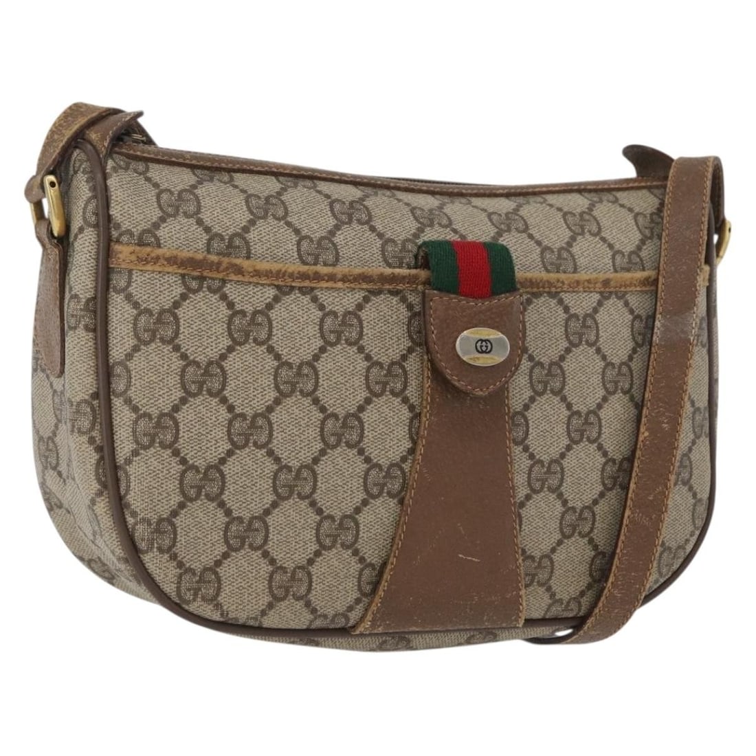 Gucci 56 02 032 GG Supreme PVC Shoulder Bag Beige Gold: Gucci 56 02 032 GG Supreme PVC Shoulder Bag Beige Gold Vintage Gucci shoulder bag from the GG Supreme Web Sherry Line in beige and gold. Made in Italy, this women's bag features a PVC leather and GG c