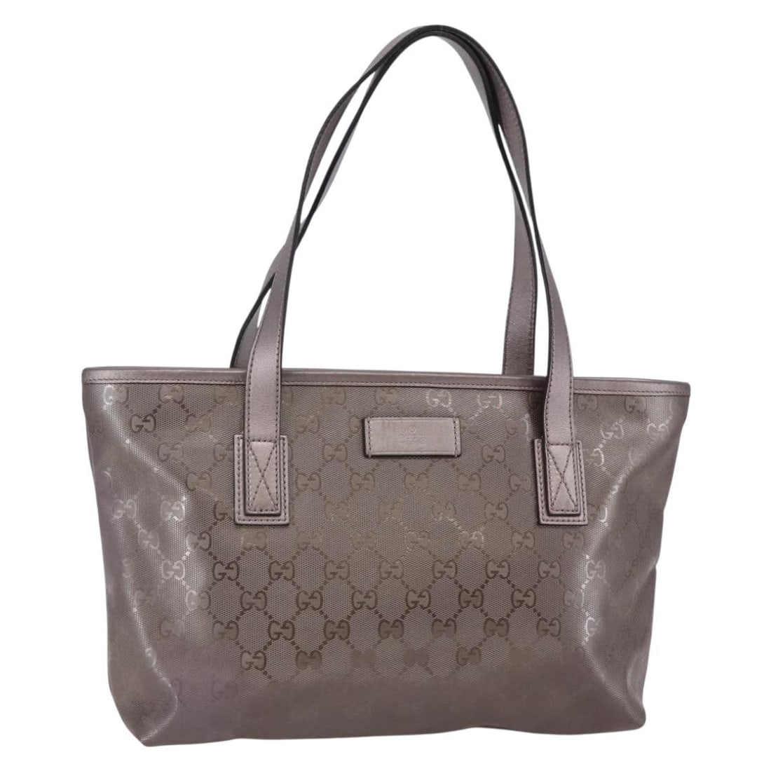 Gucci 211138 PVC Leather Tote Bag Silver Pink Gray Italy: Gucci 211138 PVC Leather Tote Bag Silver Pink Gray Italy This Gucci GG Implementation tote bag features a silver and pink-gray color scheme with PVC leather and GG canvas exterior. Designed for women,