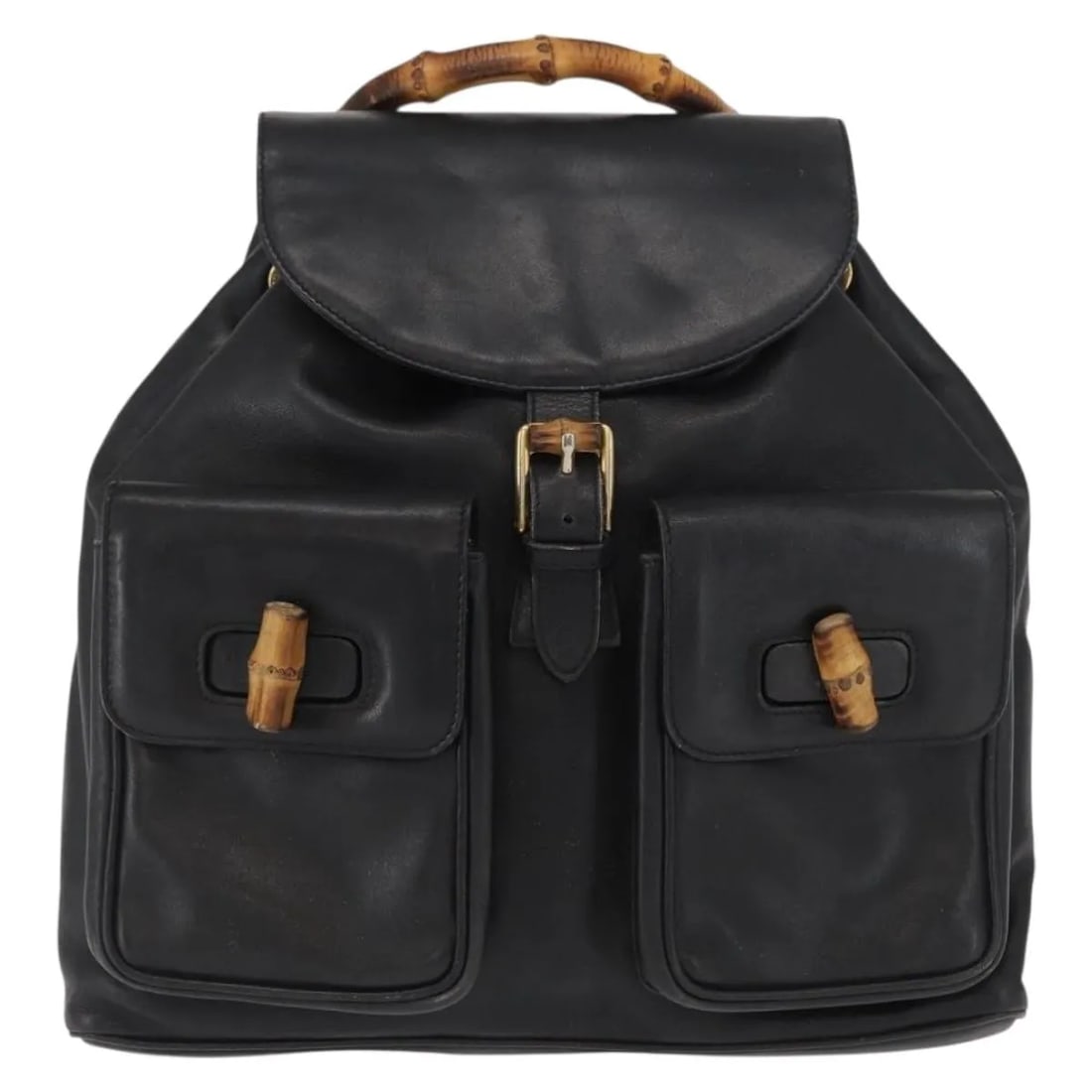 Gucci Vintage Bamboo black leather backpack (1 of 18)