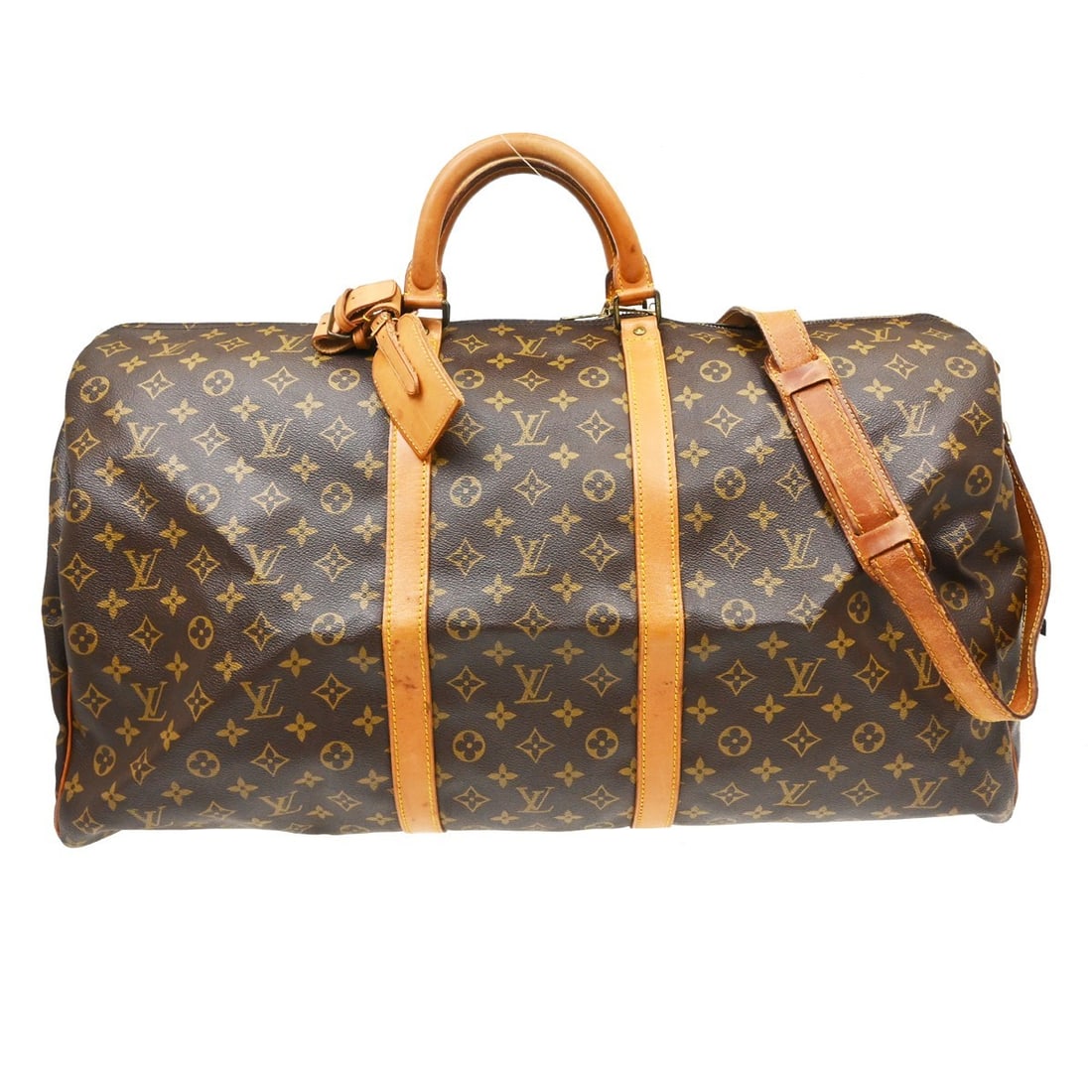 Vintage Louis Vuitton Keepall Bandouliere 60 Monogram Travel Duffle M41412: Vintage Louis Vuitton Keepall Bandouliere 60 Monogram Travel Duffle M41412 Vintage Louis Vuitton Keepall Bandouliere 60 duffle bag in brown Monogram canvas with leather trim. This extra-large travel b