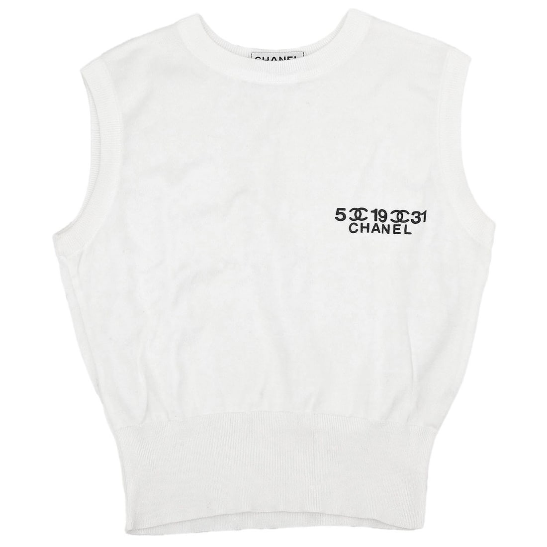 CHANEL White Tank Top Size 36 Button Logo Accent (1 of 18)