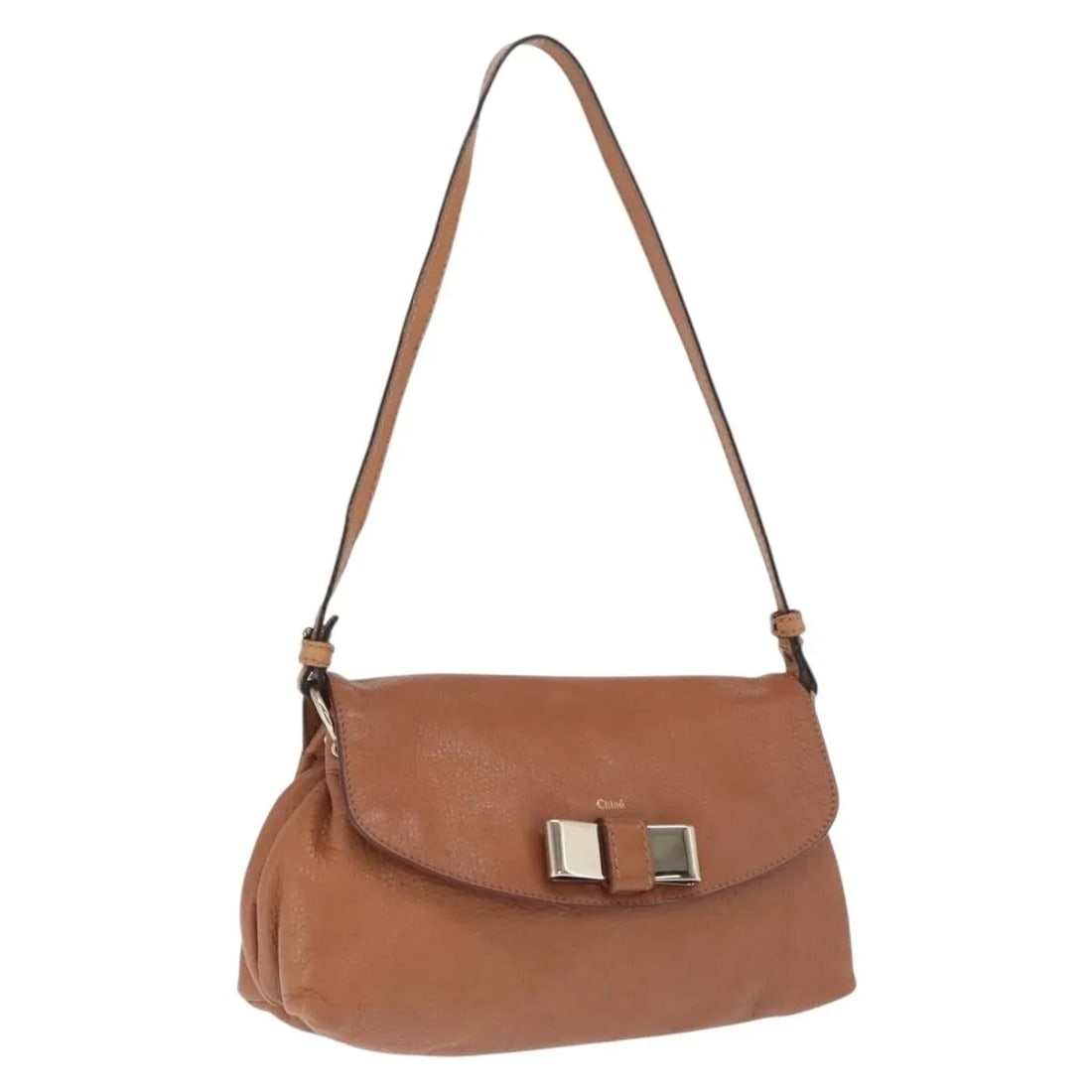 Chloe Lily Brown Leather Shoulder Bag Romania: Chloe Lily Brown Leather Shoulder Bag Romania Chloe Lily leather bag in brown with a compact profile and made in Romania. This item is in good condition with visible wear, including an out-of-shape ex