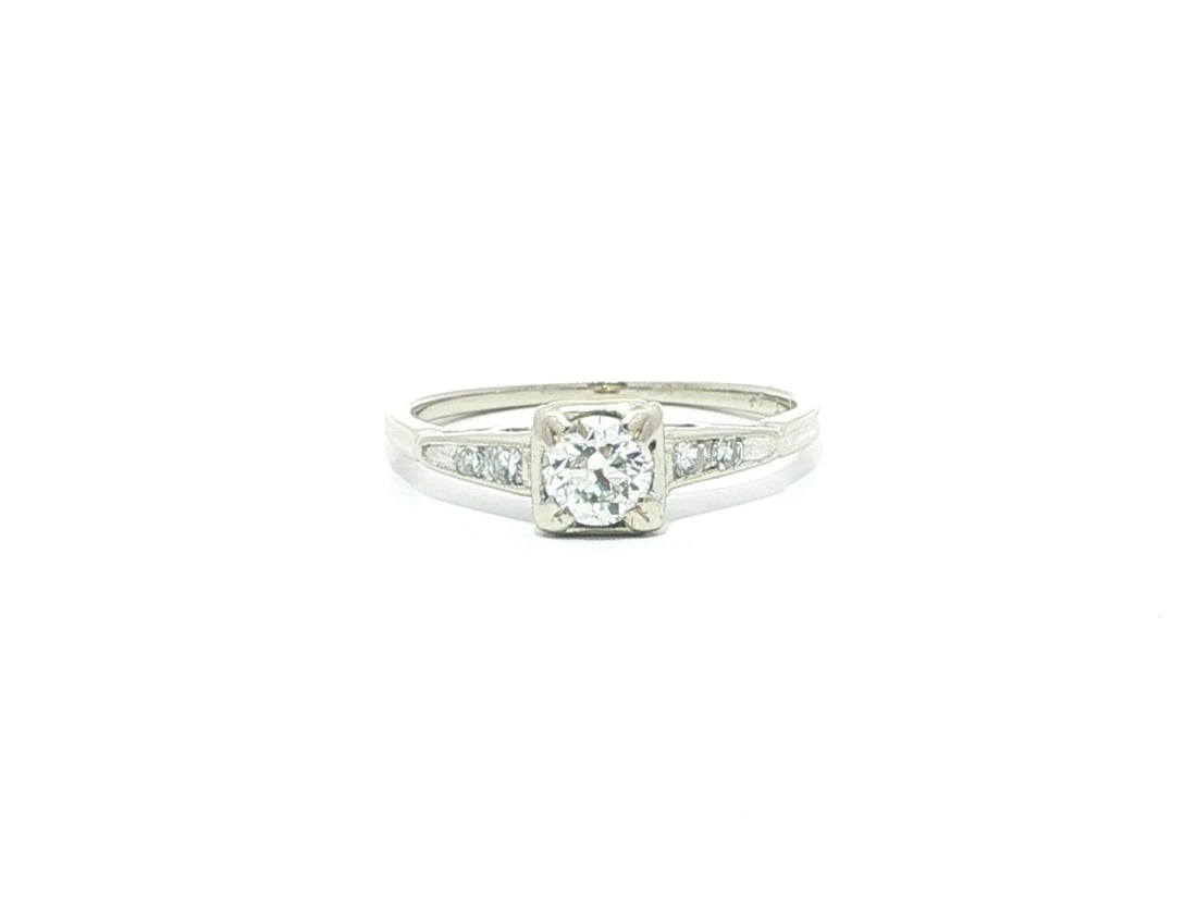 Art Deco Era 14k White Gold Diamond Ring by Orange Blossom (1 of 14)