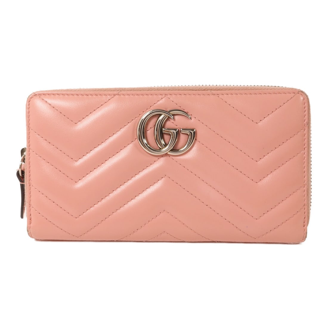 Gucci GG Marmont Pink Calfskin L Zip Long Wallet: Gucci GG Marmont Pink Calfskin L Zip Long Wallet This GUCCI GG Marmont long wallet features a stylish L-shaped zipper design and is crafted from high-quality pink calfskin leather. Designed for women,